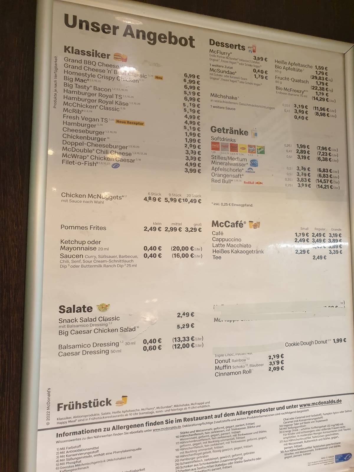 Menu de McDonald's