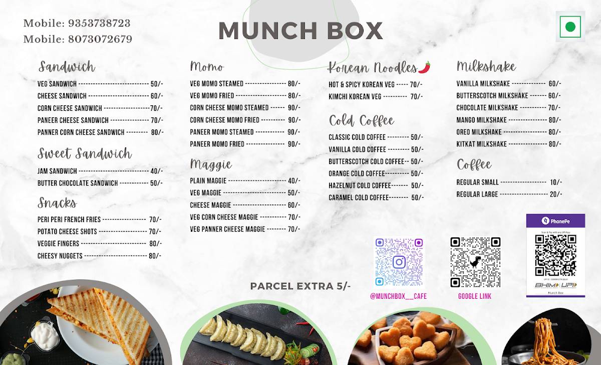 Munch Box menu