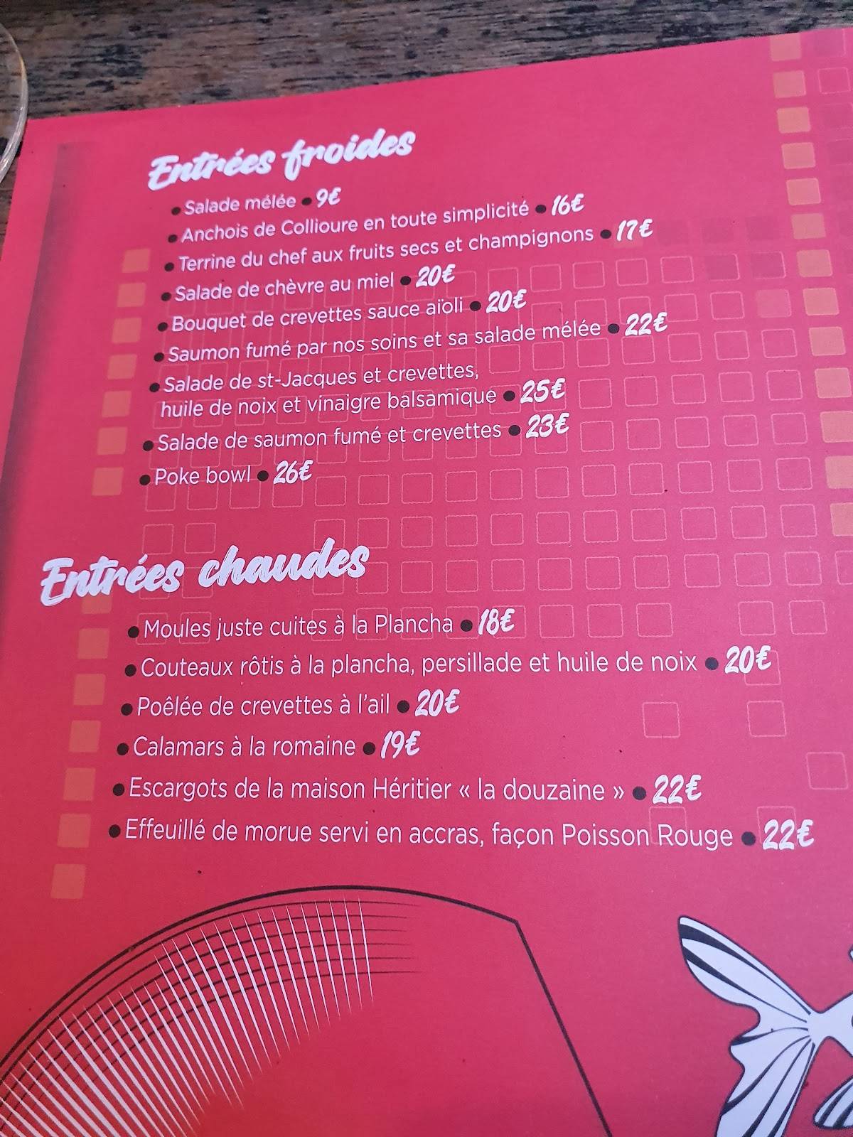 Menu de Le Poisson Rouge