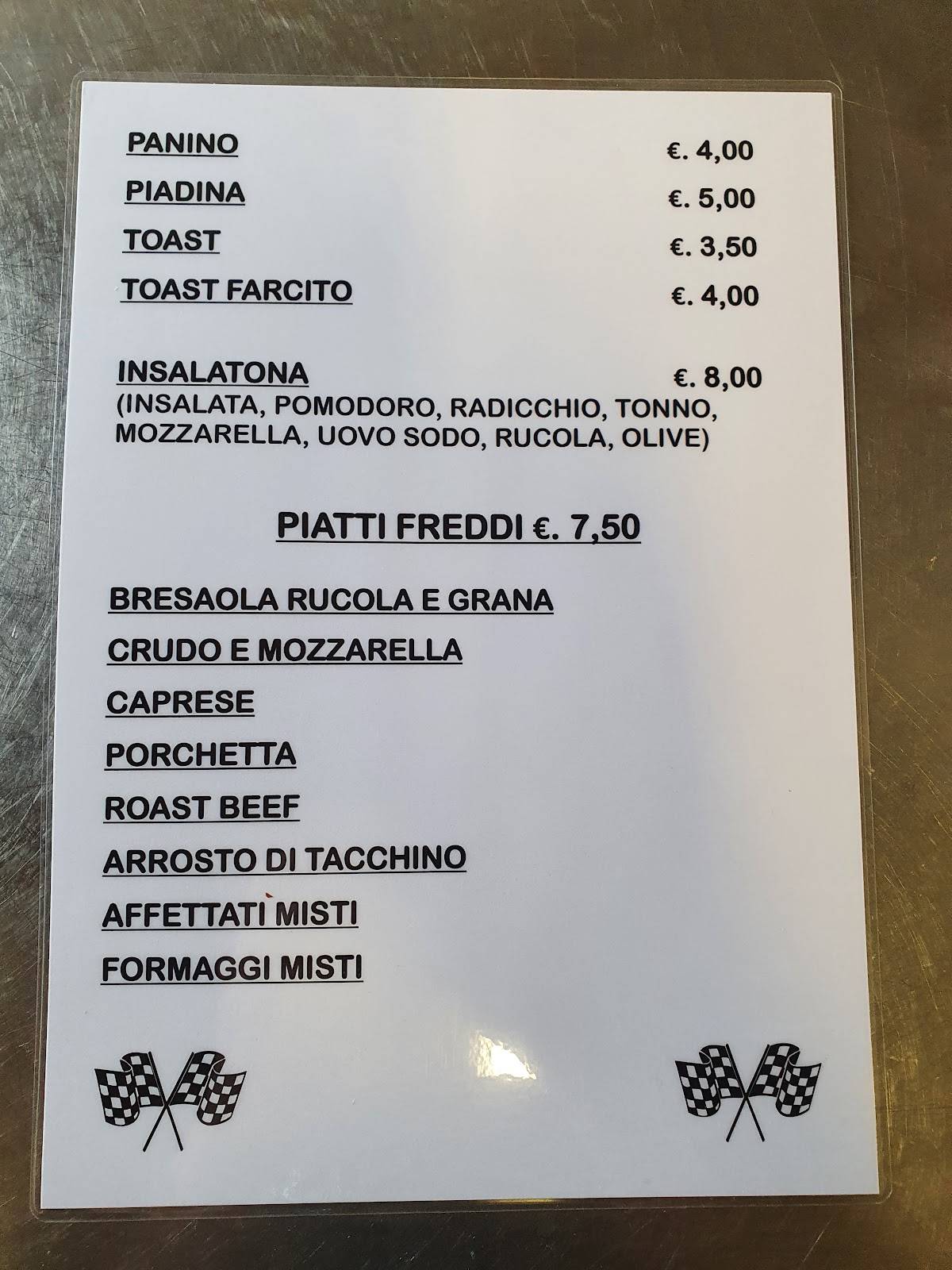 Menu di Pit Stop Risto Bar 