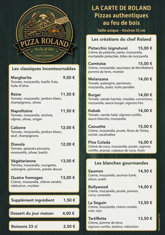 Menu de Pizza Roland