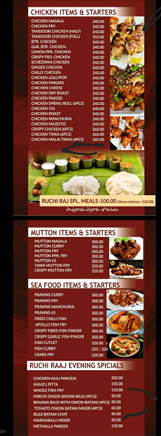 RUCHI RAAJ menu