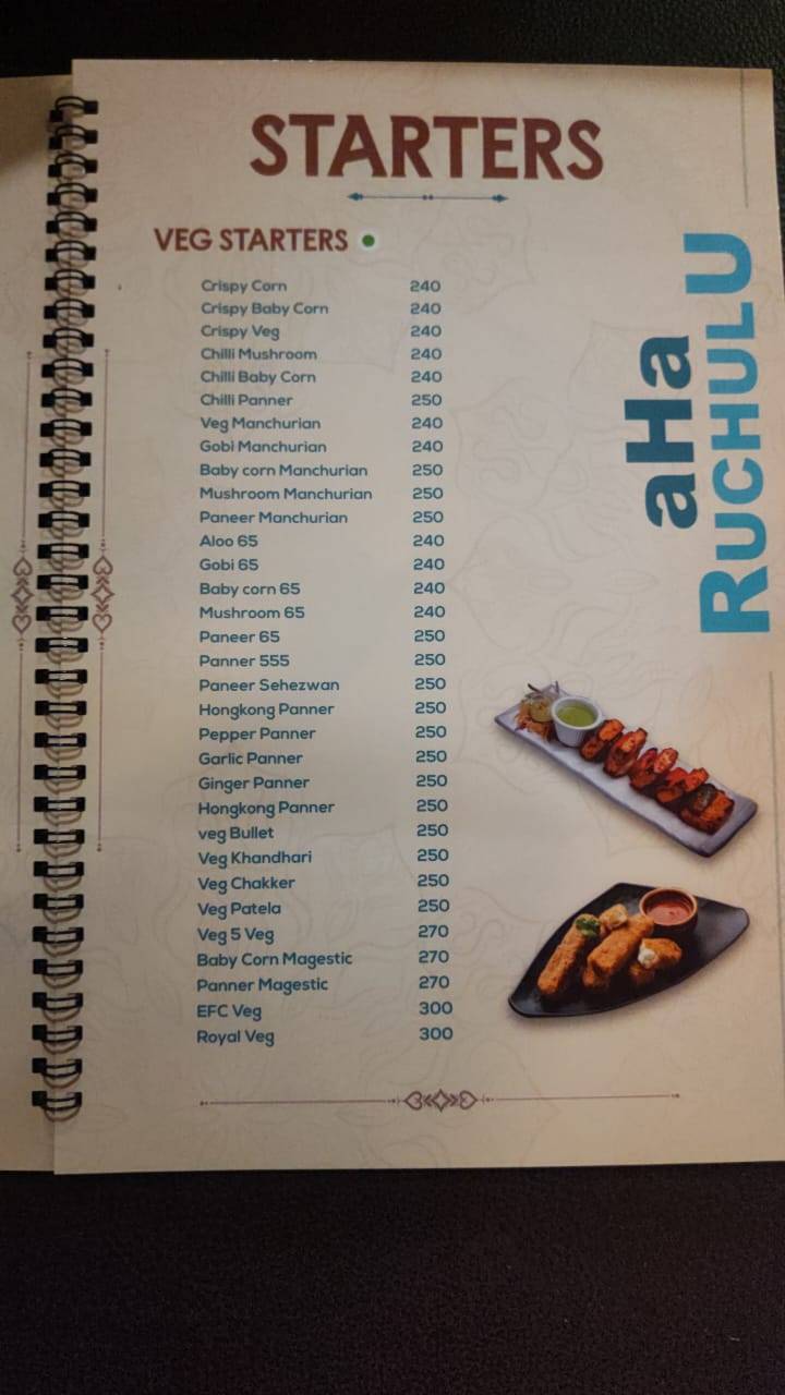 AHA RUCHULU menu