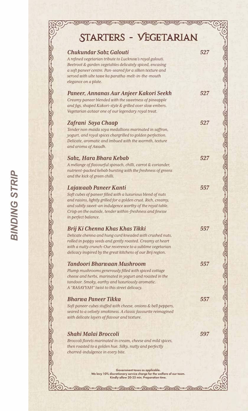 RASAYYAH menu