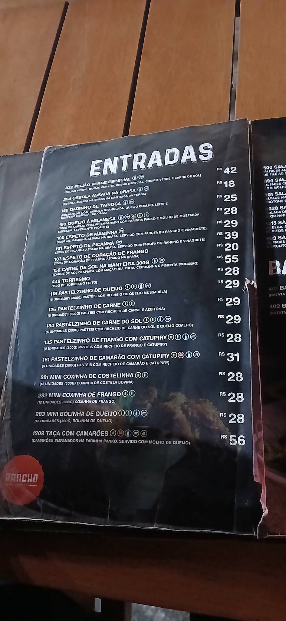 Rancho do Poço cardápio