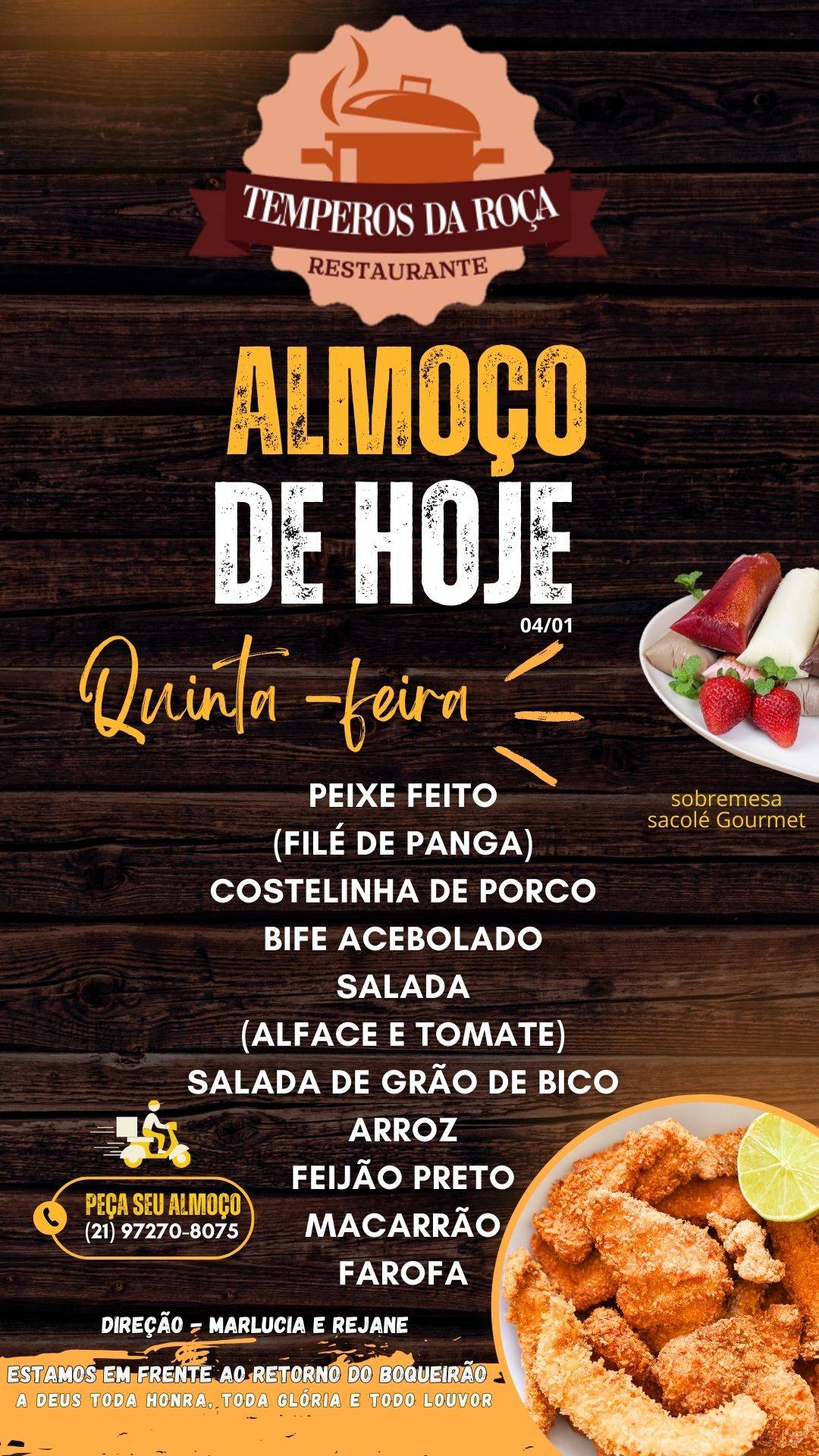 Restaurante TEMPEROS DA ROÇA cardápio