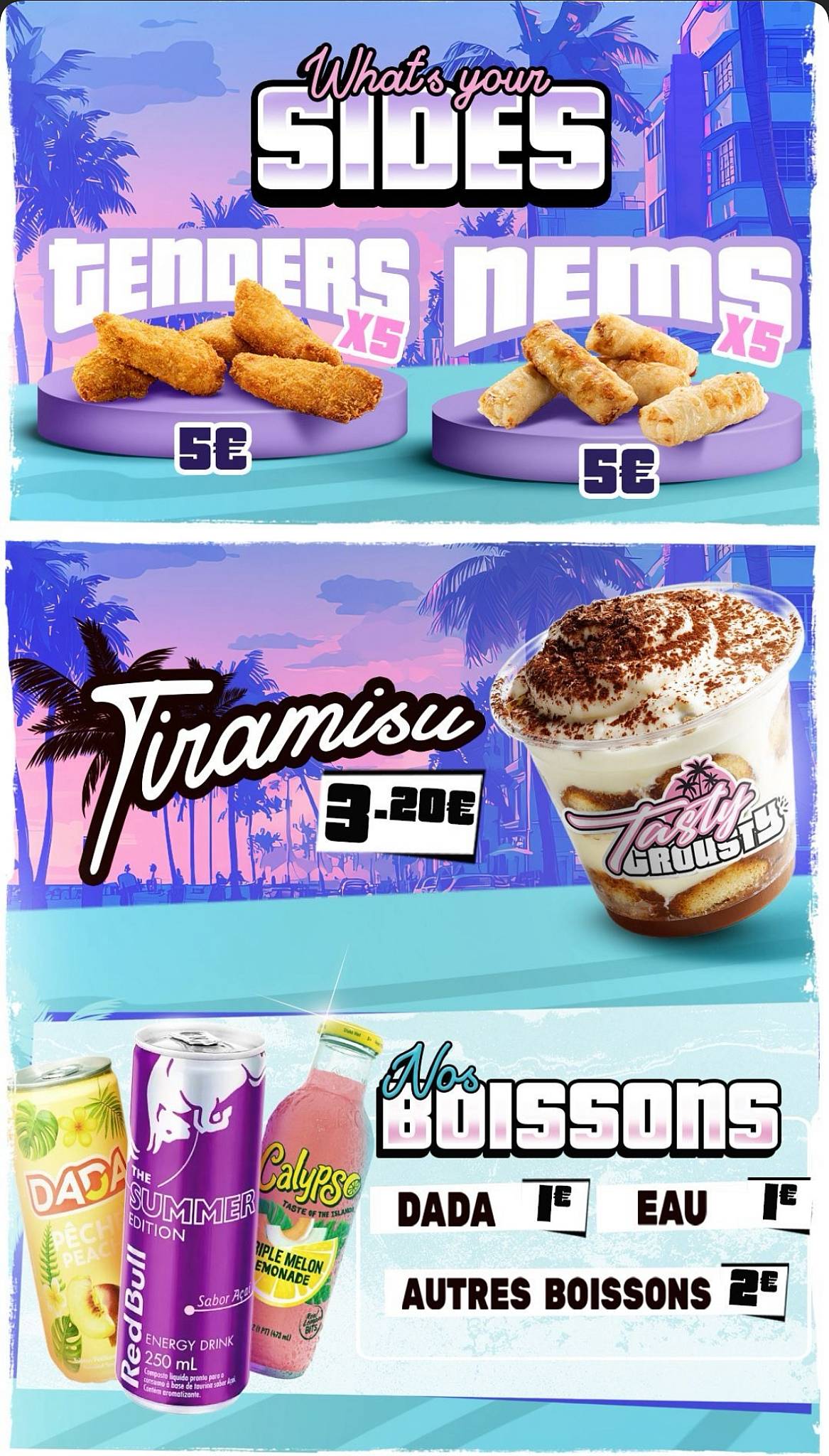 Menu de Tasty Crousty - Saint Denis