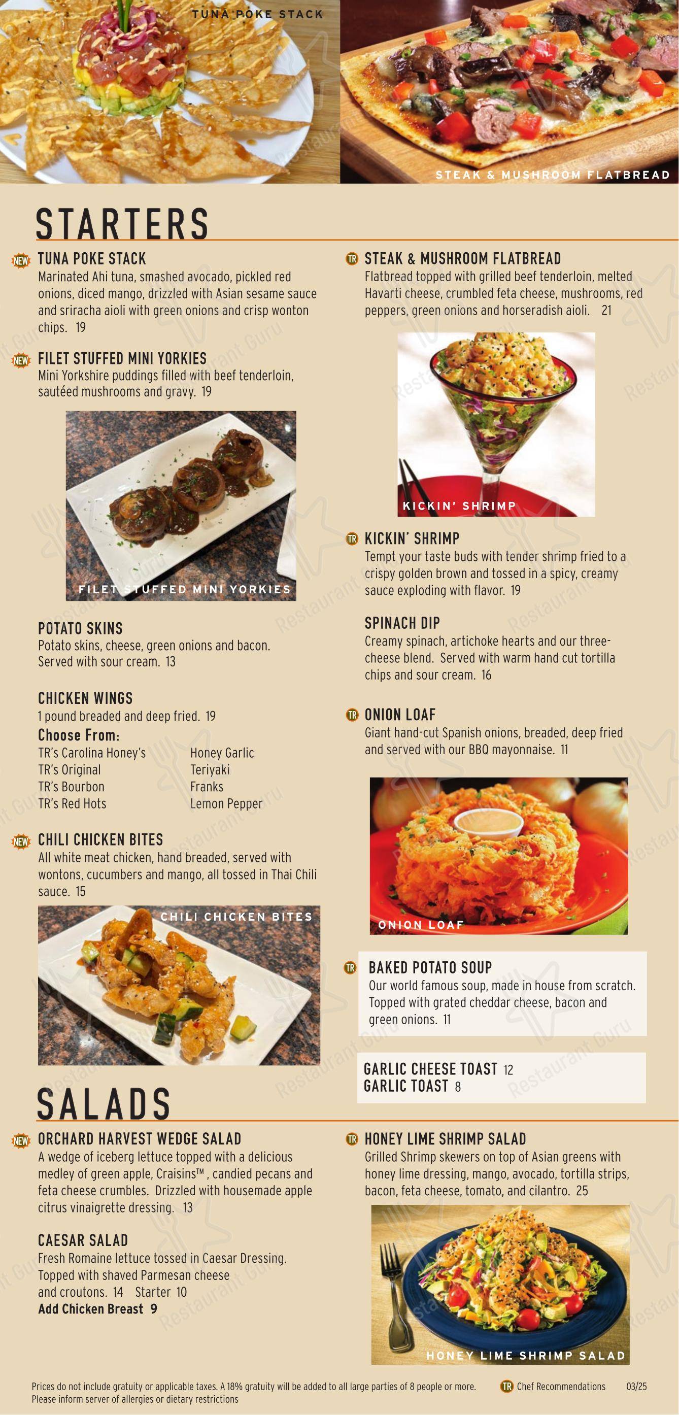 Tony Roma's dans Winnipeg - Menu