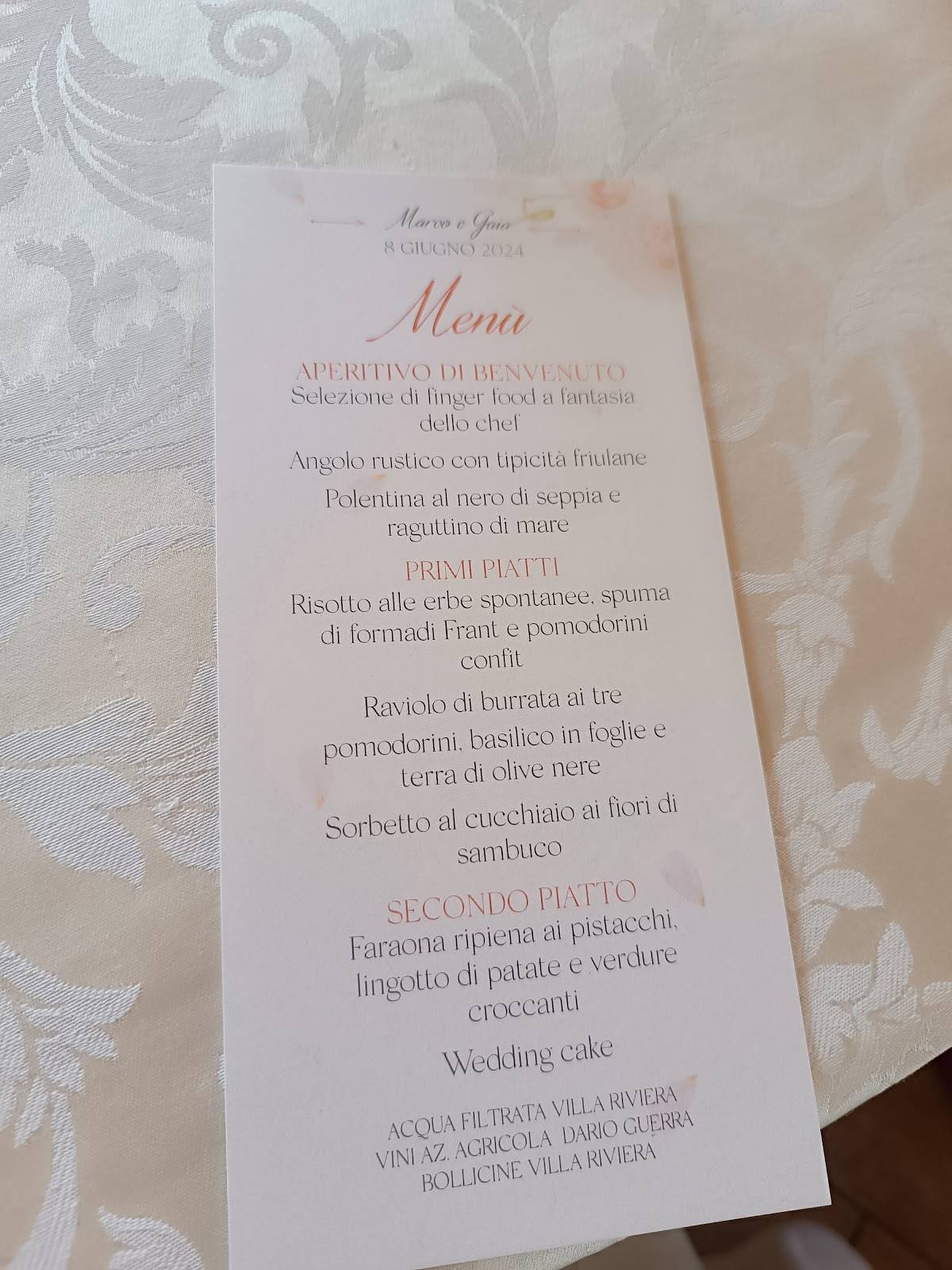 Menu di Villa Riviera Albergo Ristorante 