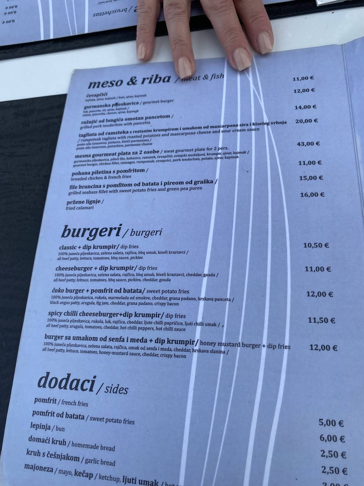 Menu di Čoko Roko 