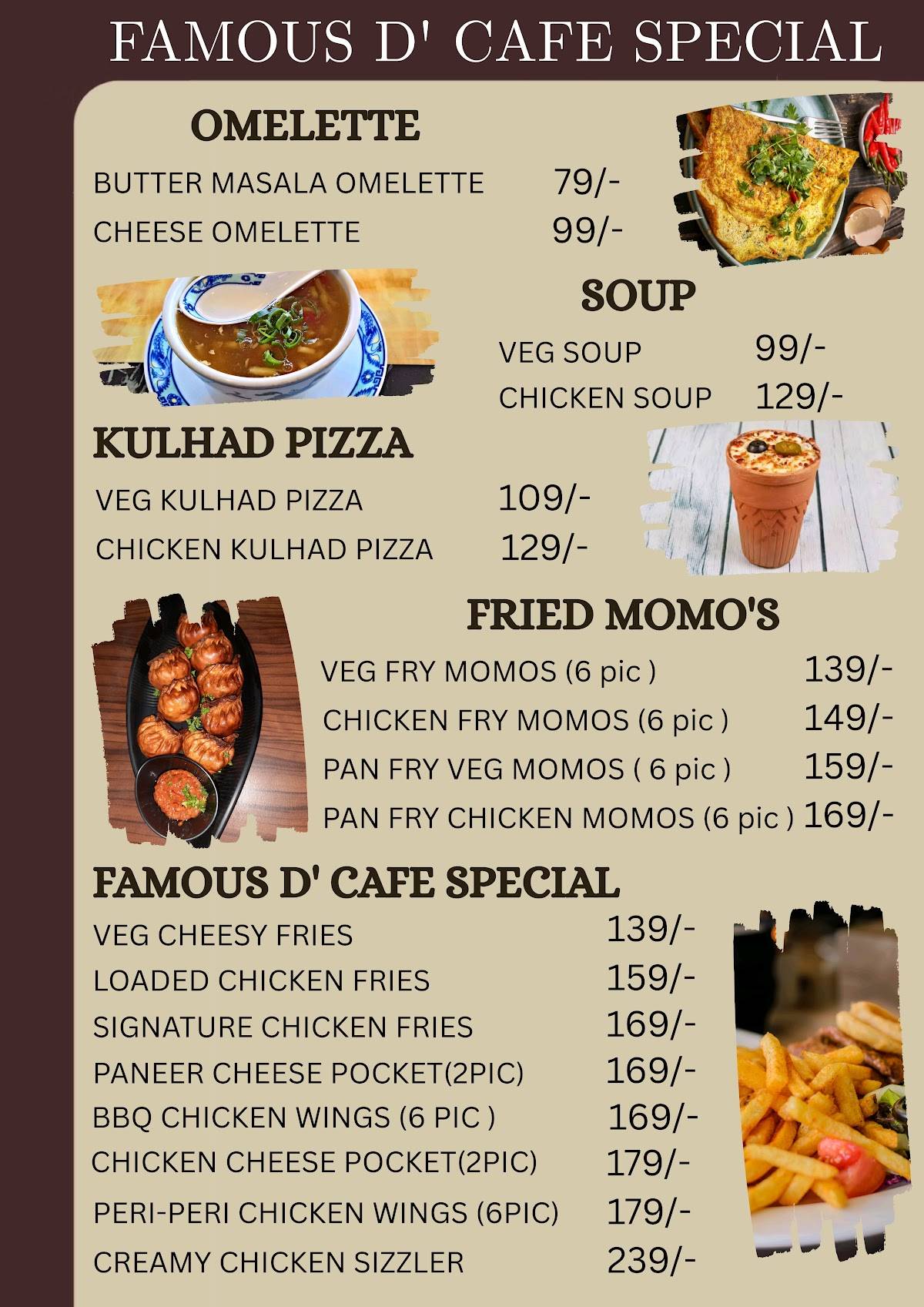 Famous d'cafe menu