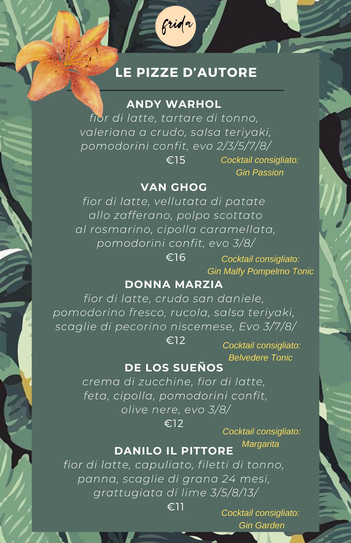 Menu di Frida Rooftop Bar 