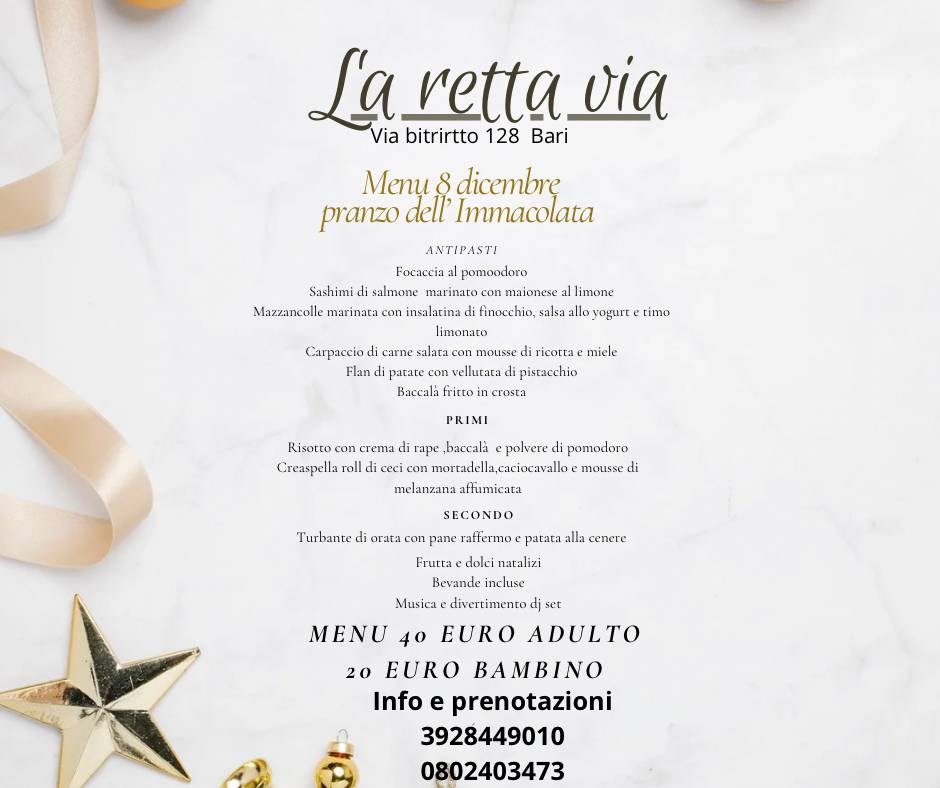 Menu di La Retta Via 