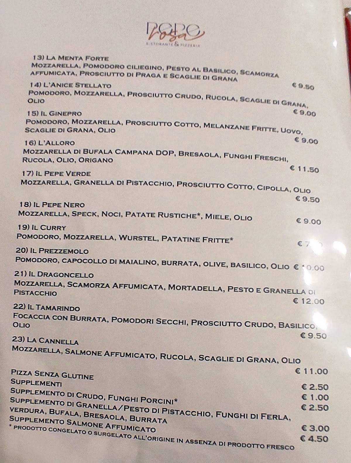 Menu di Pepe Rosa 