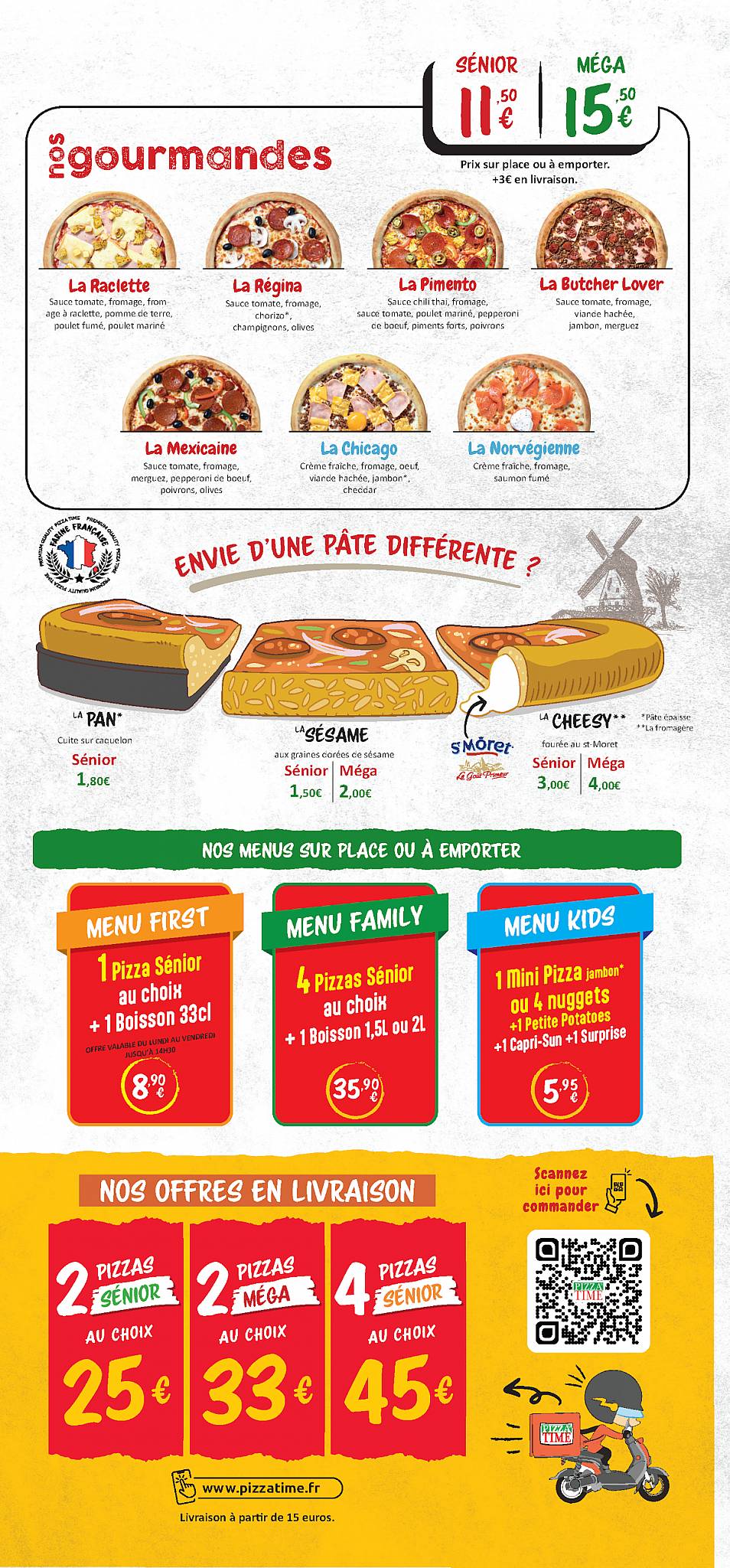 Menu de Pizza Time Roubaix