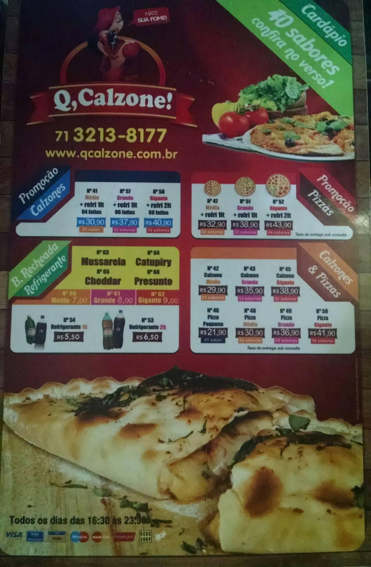 Qcalzone cardápio