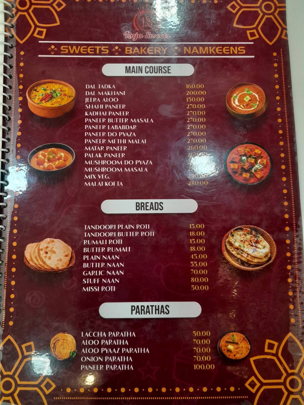 Raja Sweets menu