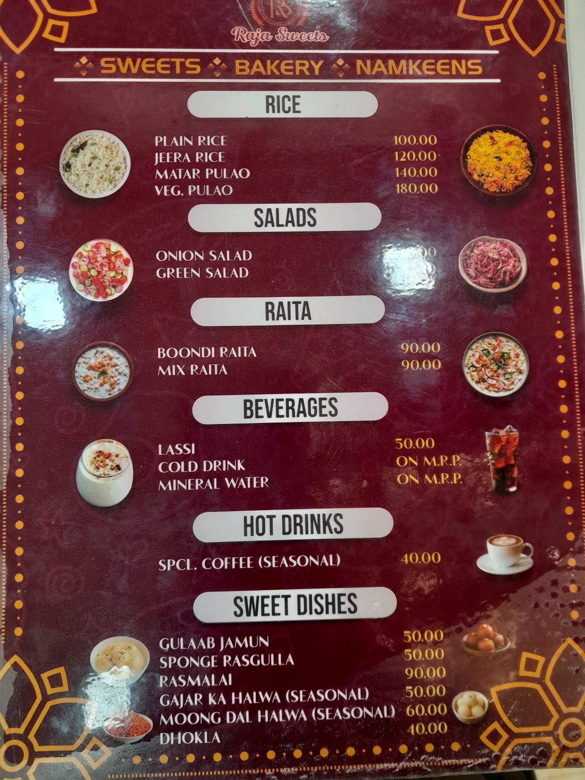 Raja Sweets menu