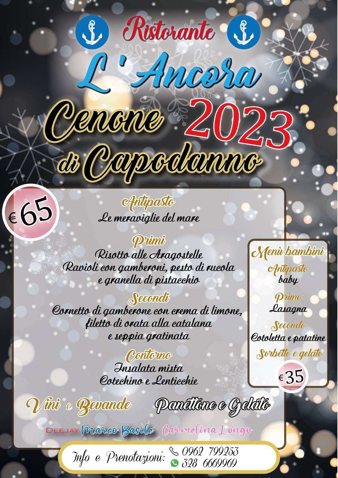 Menu di RISTORANTE L'ANCORA 