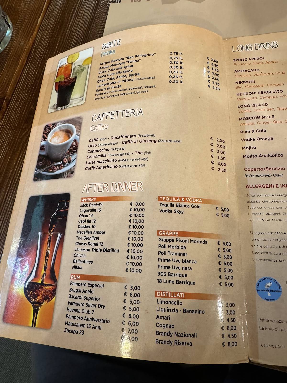 Menu di Ristorante Amerigo 