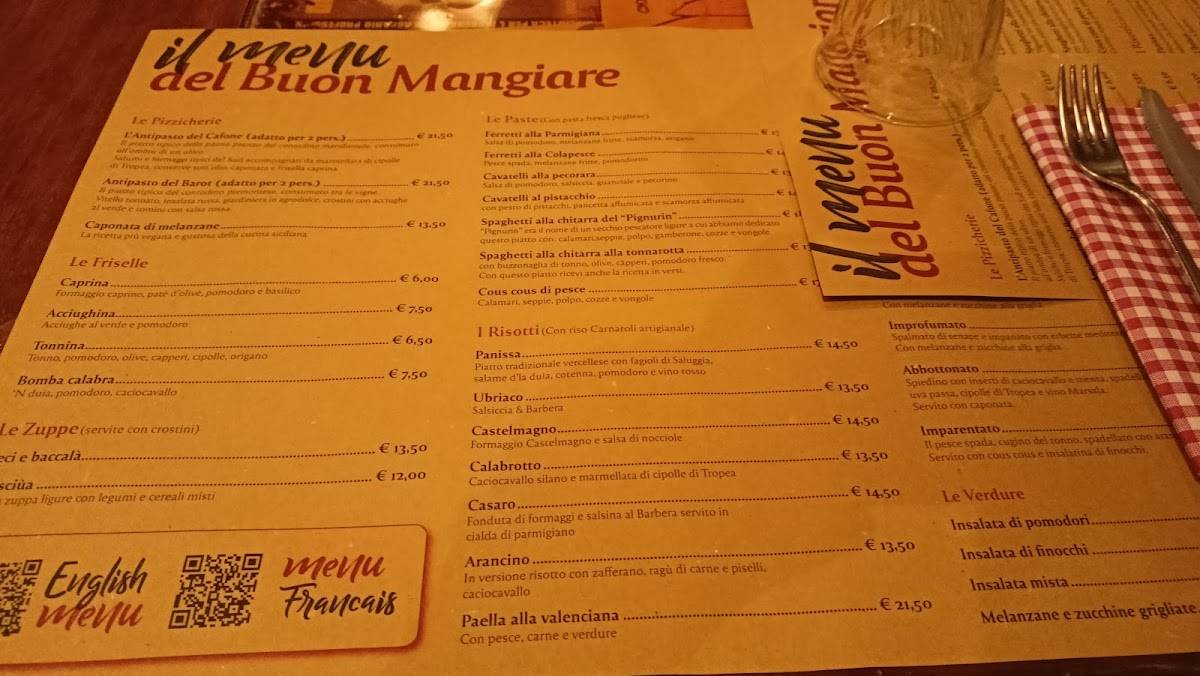 Menu di Ristò La trattoria del BuonMangiare - In centro a Torino 