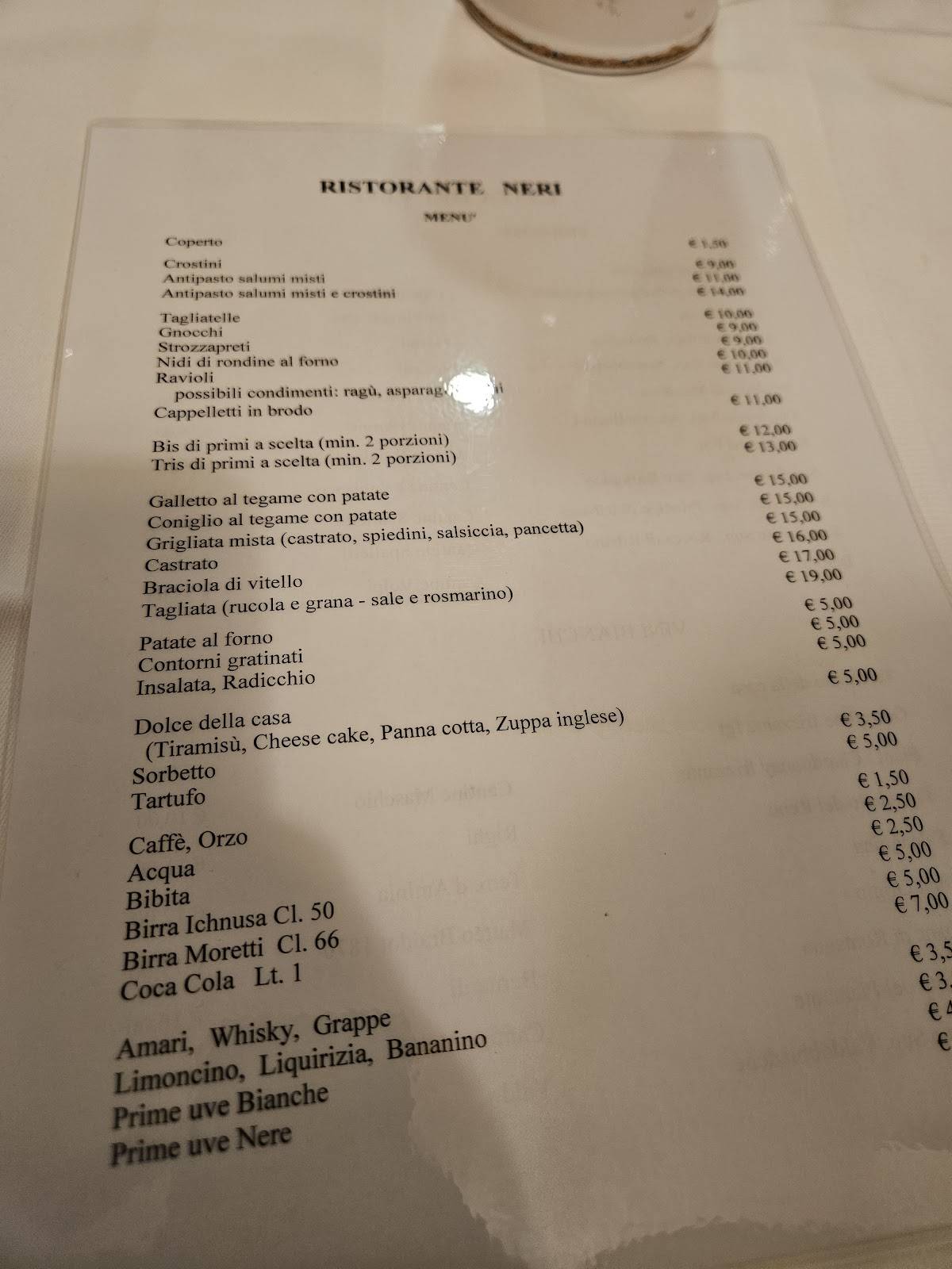 Menu di Ristorante Da Neri 