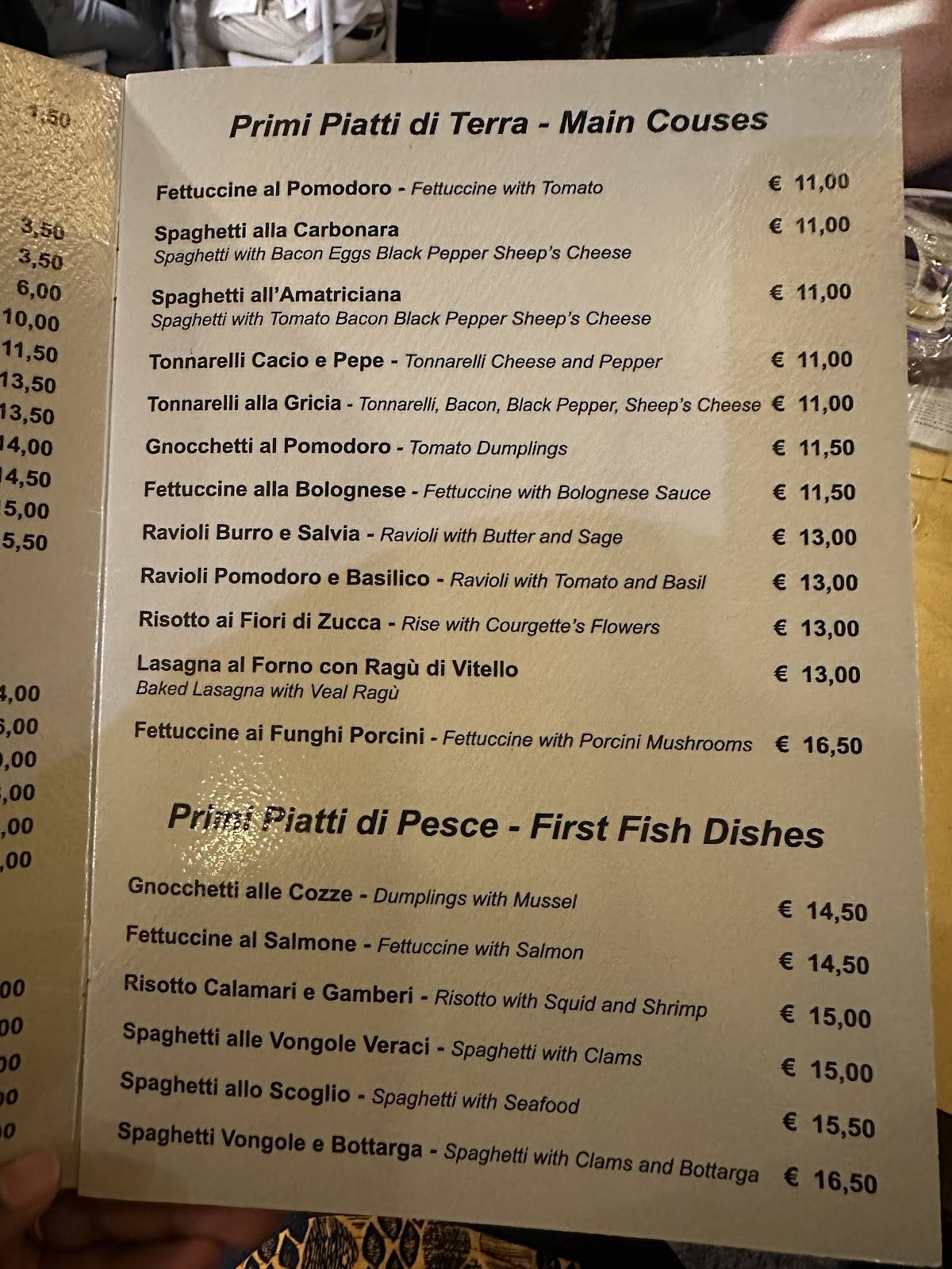 Menu di Ristorante Al Padovano 