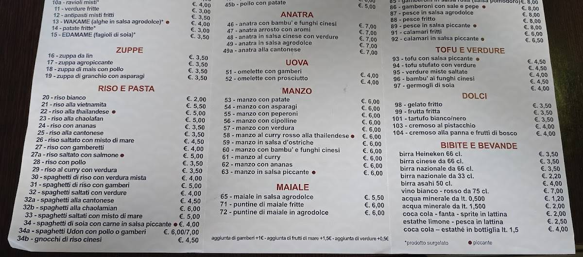 Menu di Rosticceria da Lin 