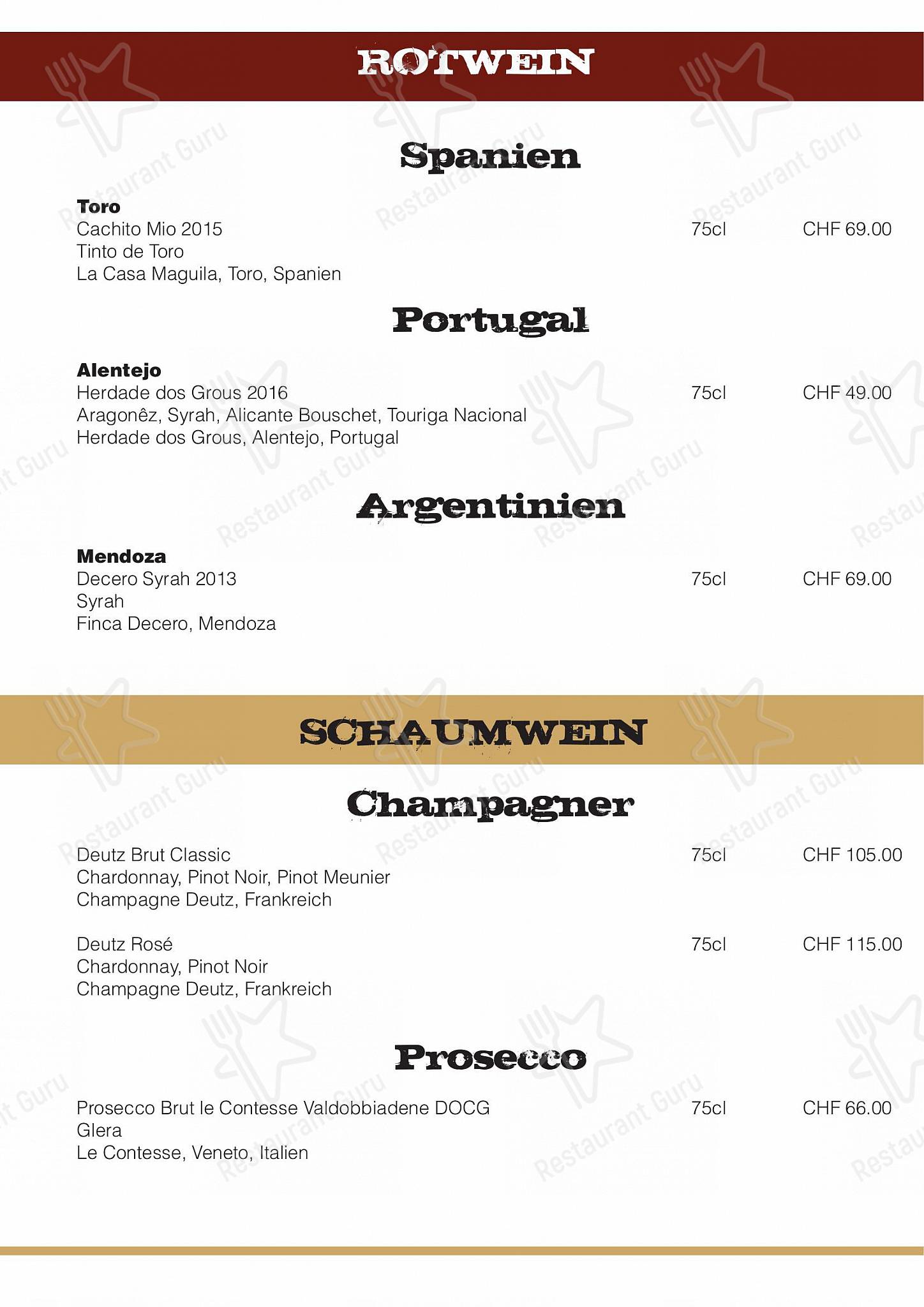 OUR MENU pour Restaurant elements dans Baden