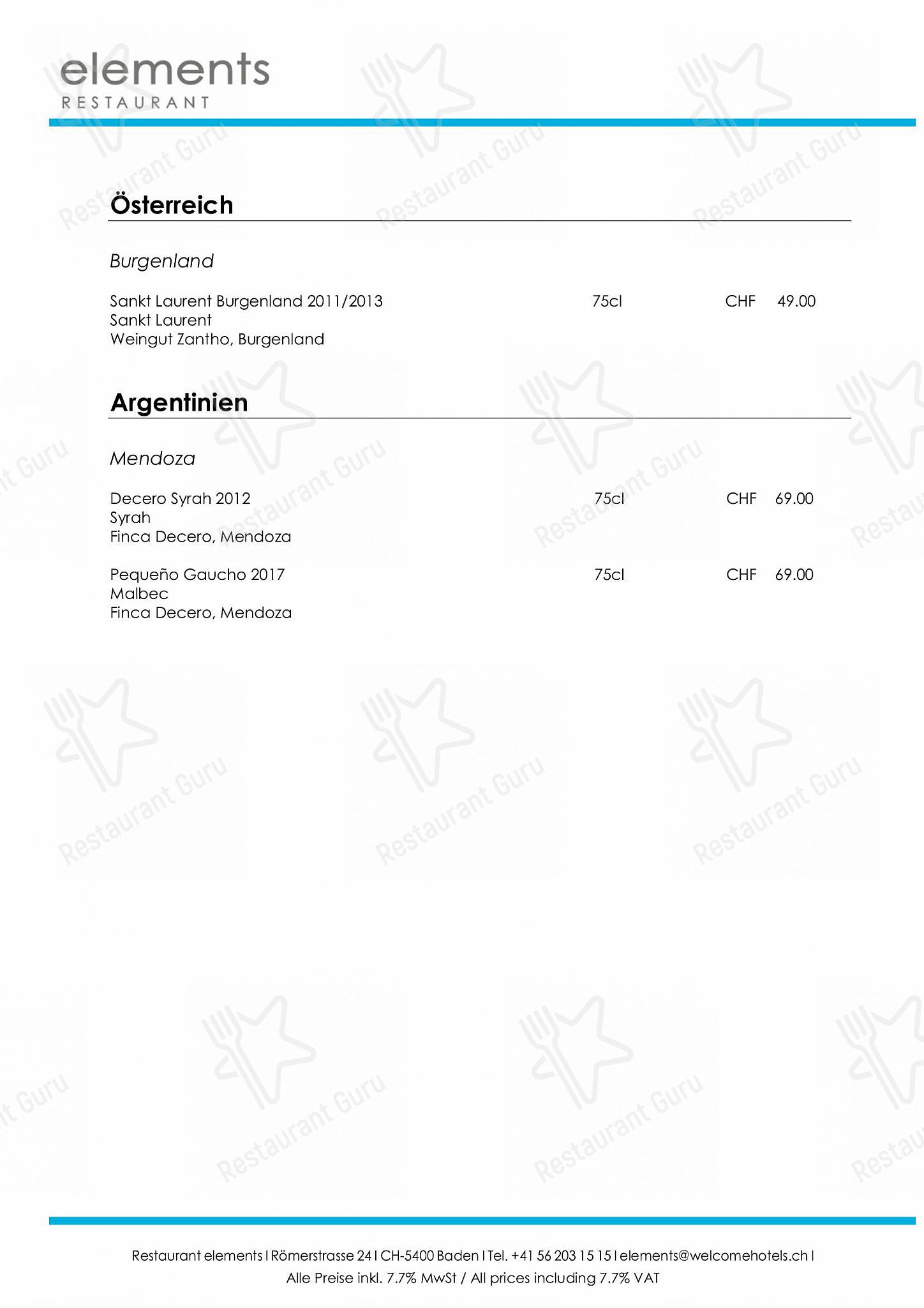 Menu pour Restaurant elements - OUR MENU