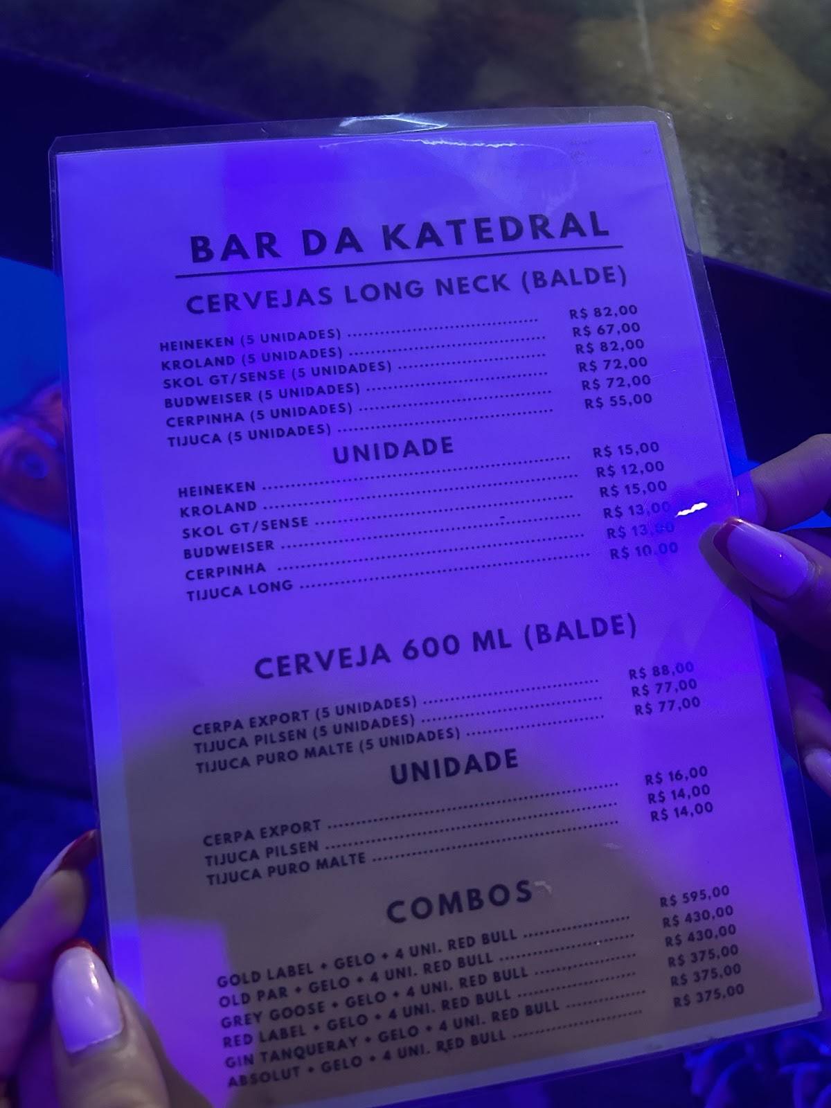 Bar da Katedral cardápio