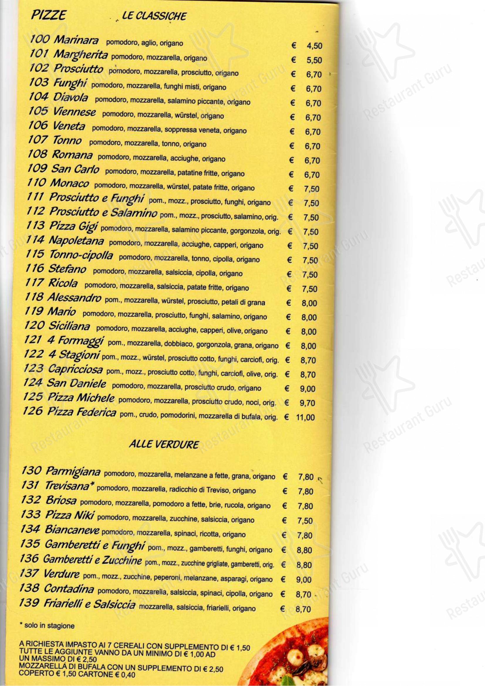 Al Rifugio in Zoppola - Menu