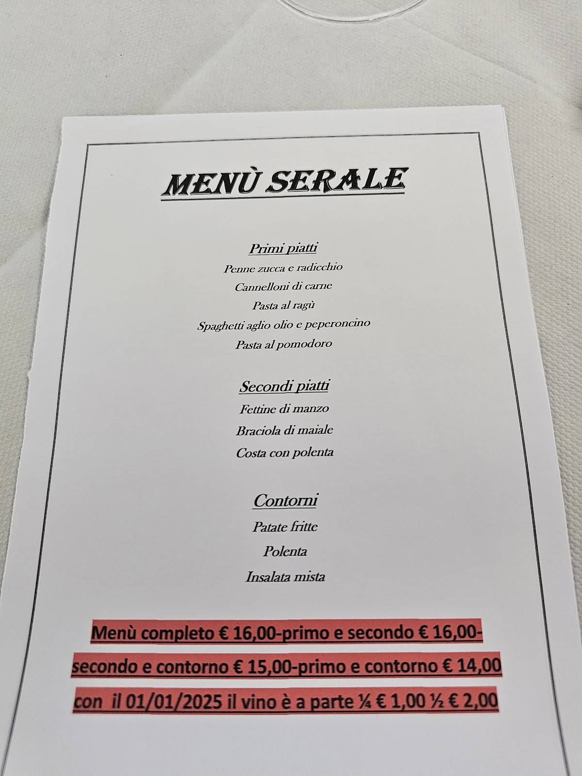 Menu di Al Rifugio 