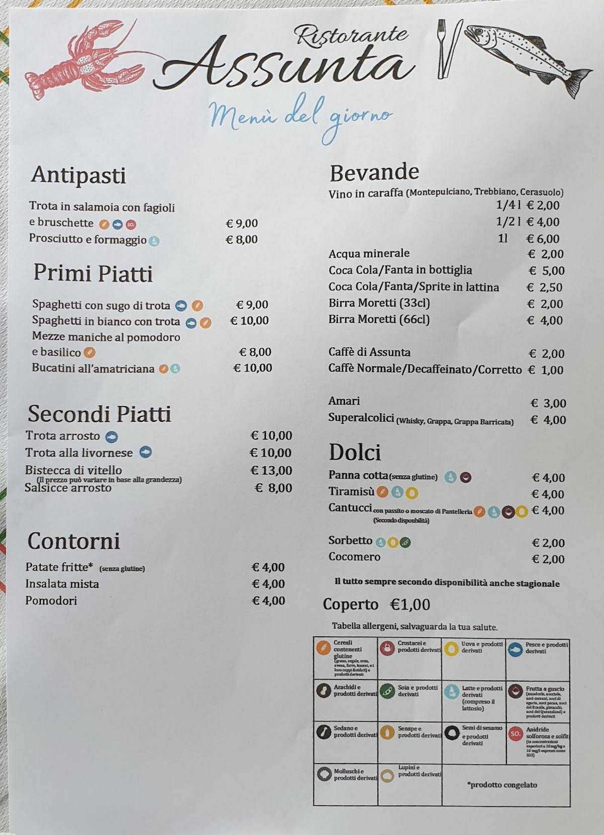 Menu di Assunta 