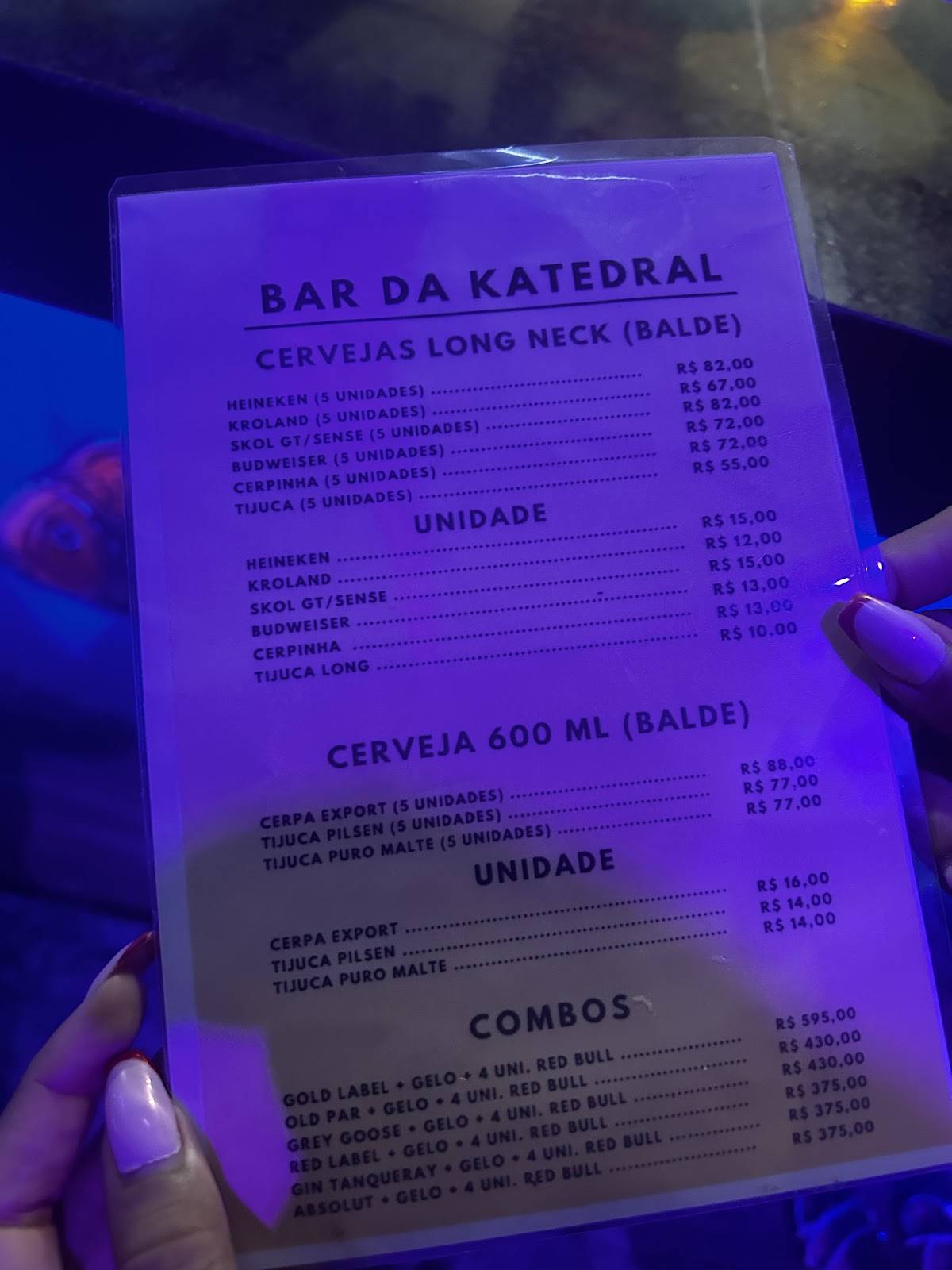 Bar da Katedral cardápio