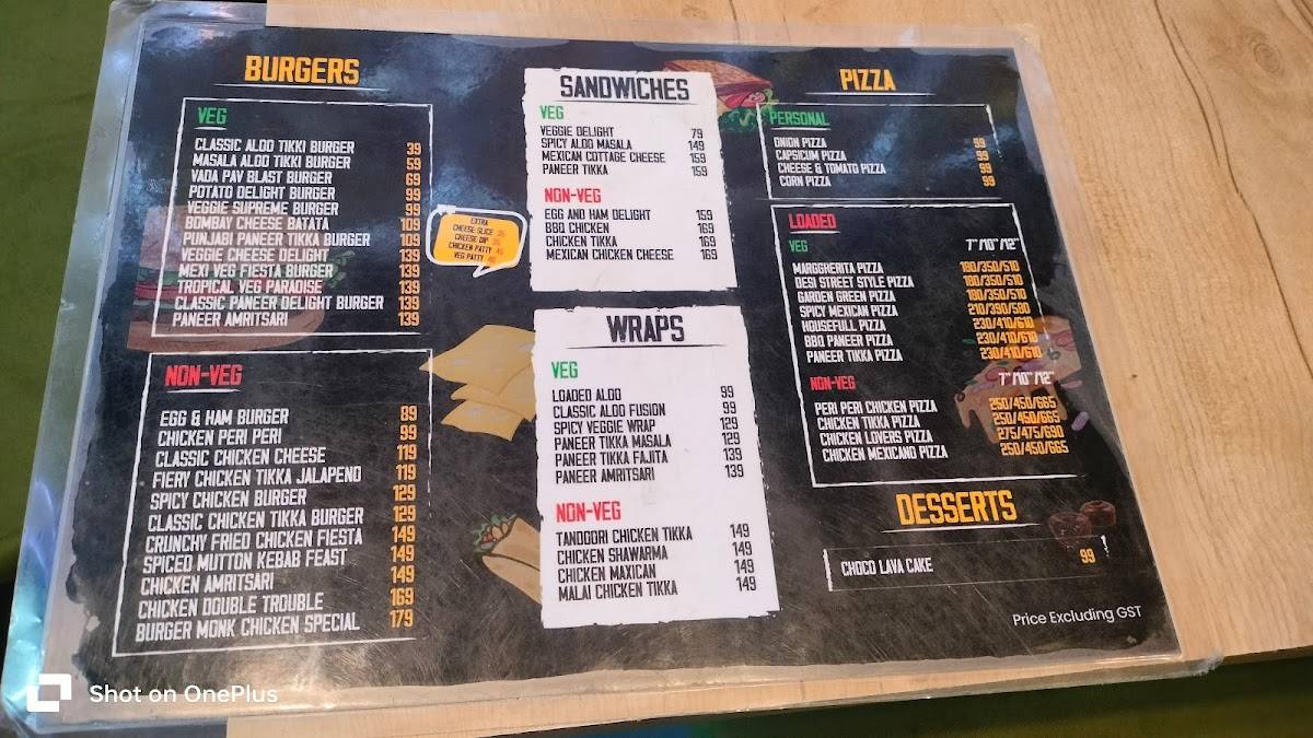 Burger Monk Rohtak menu