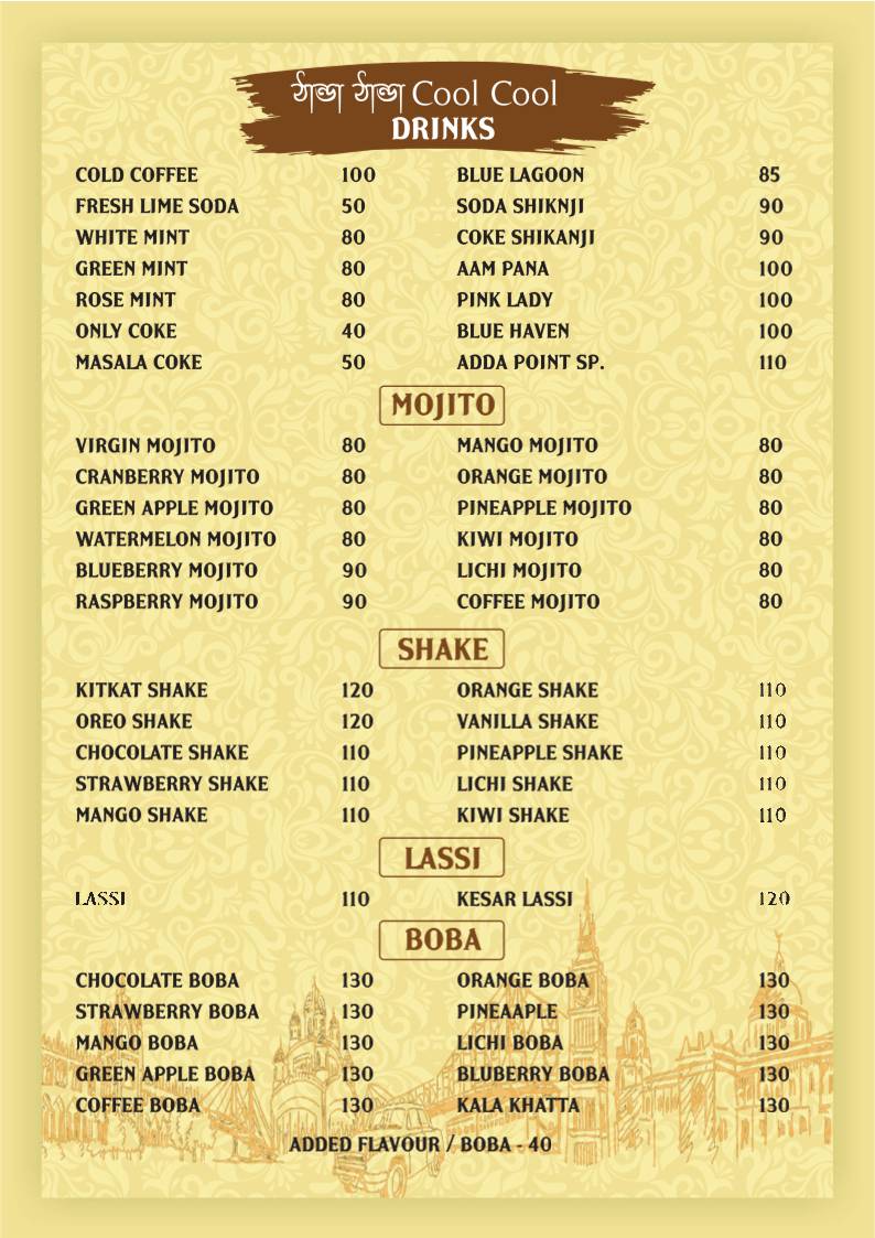 Adda Point menu