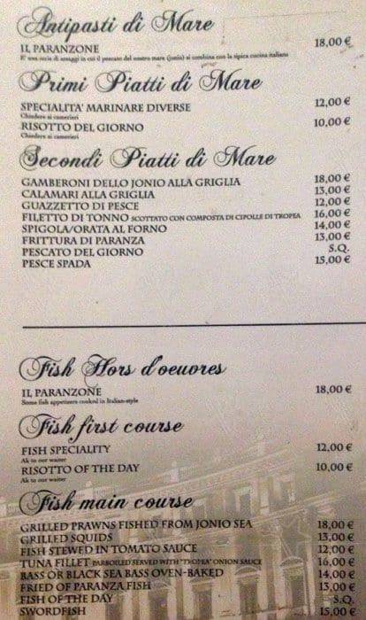 Menu di Strabbioni Ristorante 