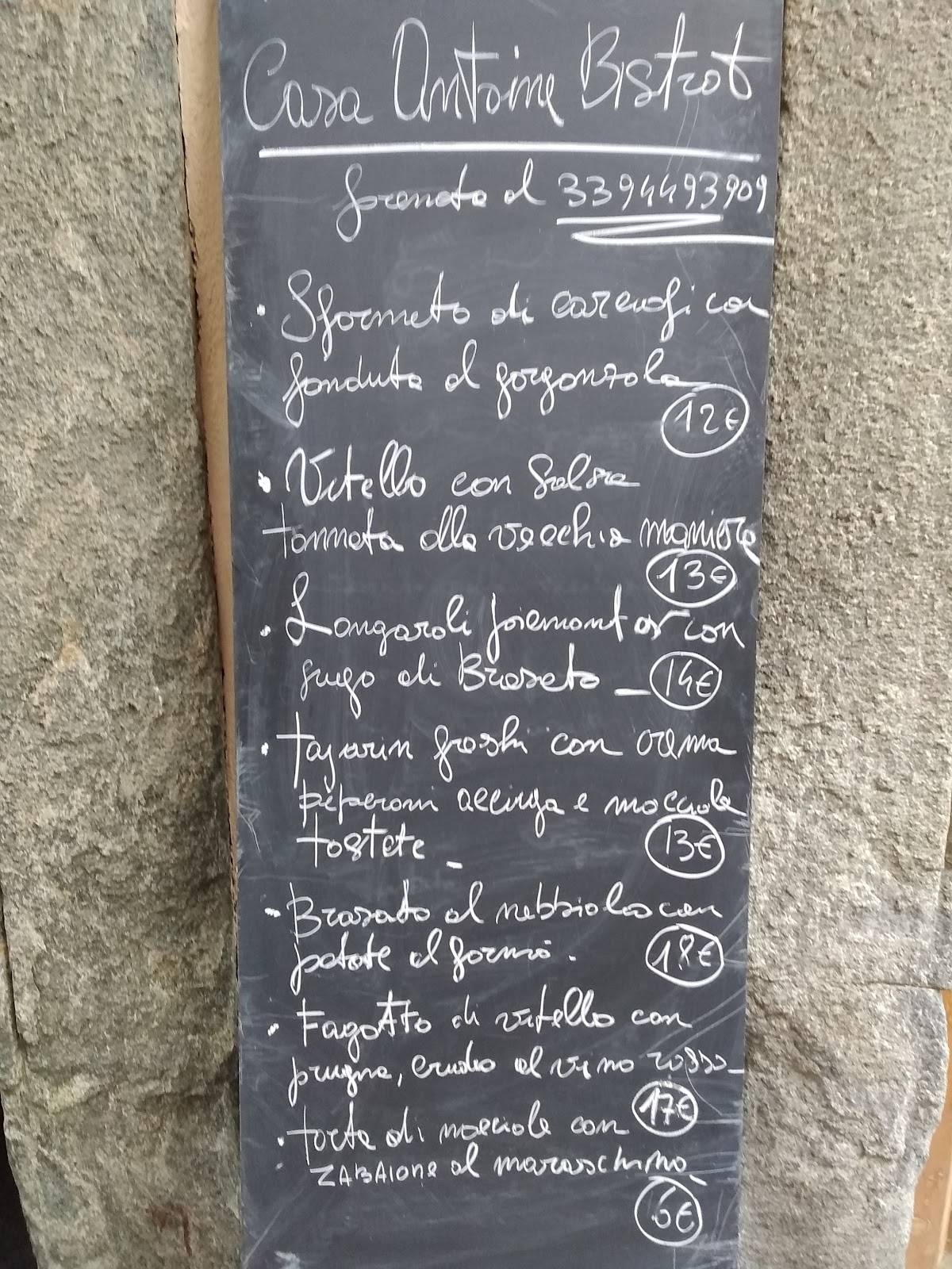 Menu di Casa Antoine 