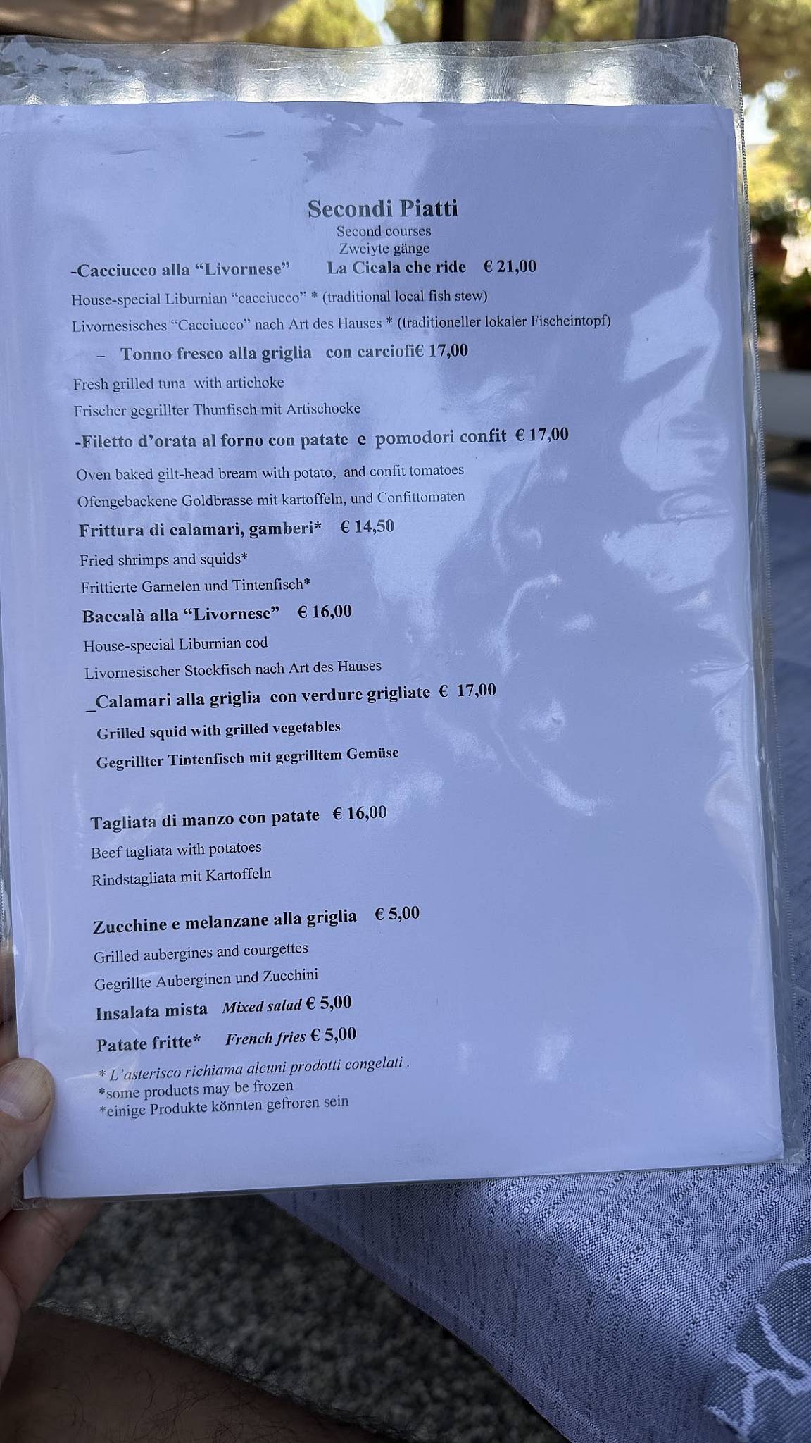 Menu di Ristorante La Cicala Che Ride 