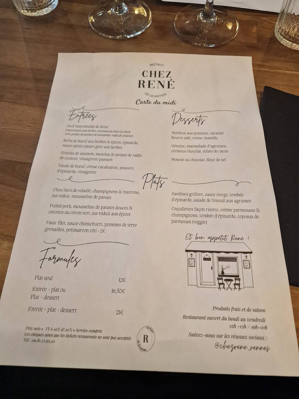 Menu de Chez René