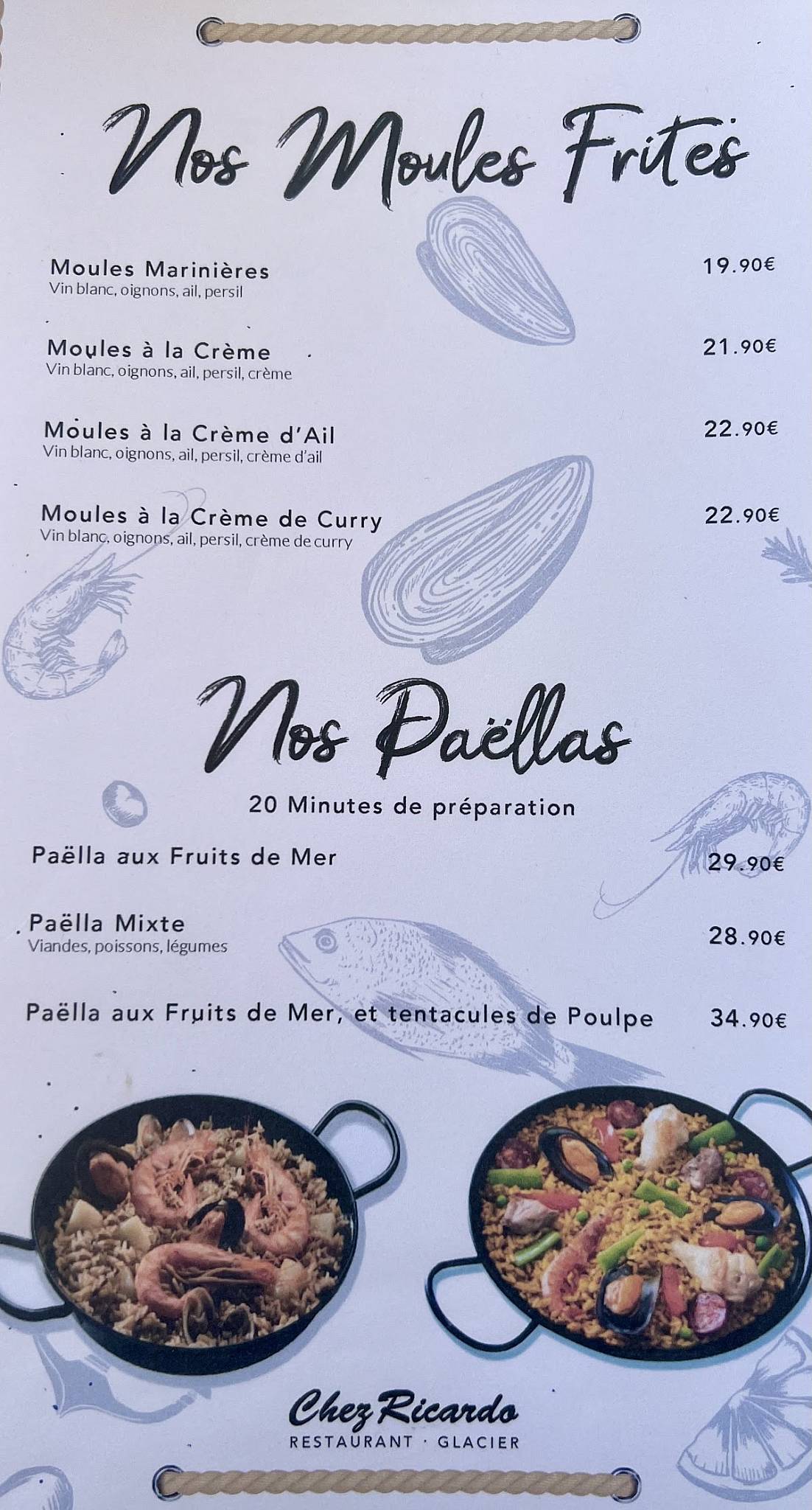 Menu de Chez Ricardo