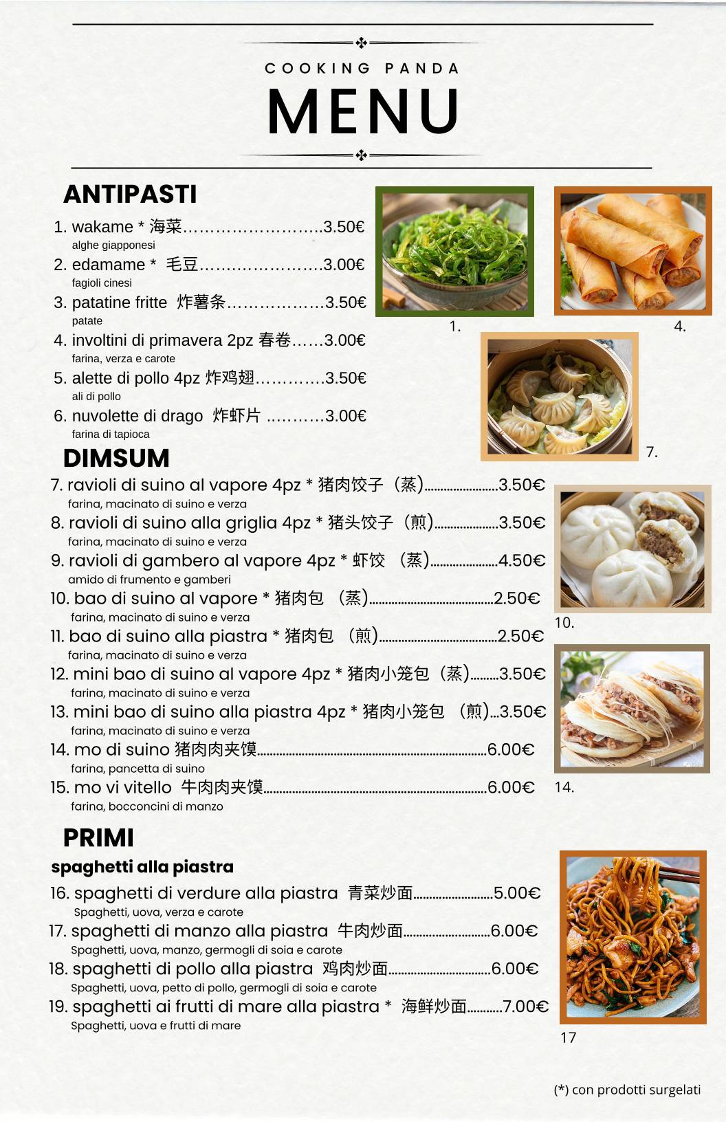 Menu di Cooking Panda 