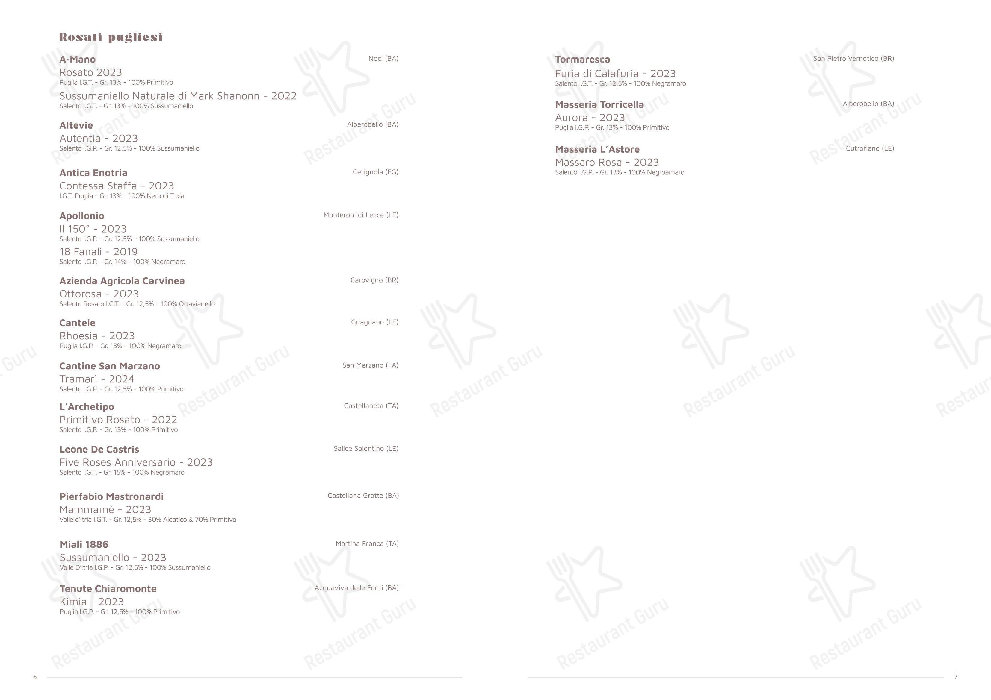 Ночное меню per Dimora Intini - Hotel di charme ristorante