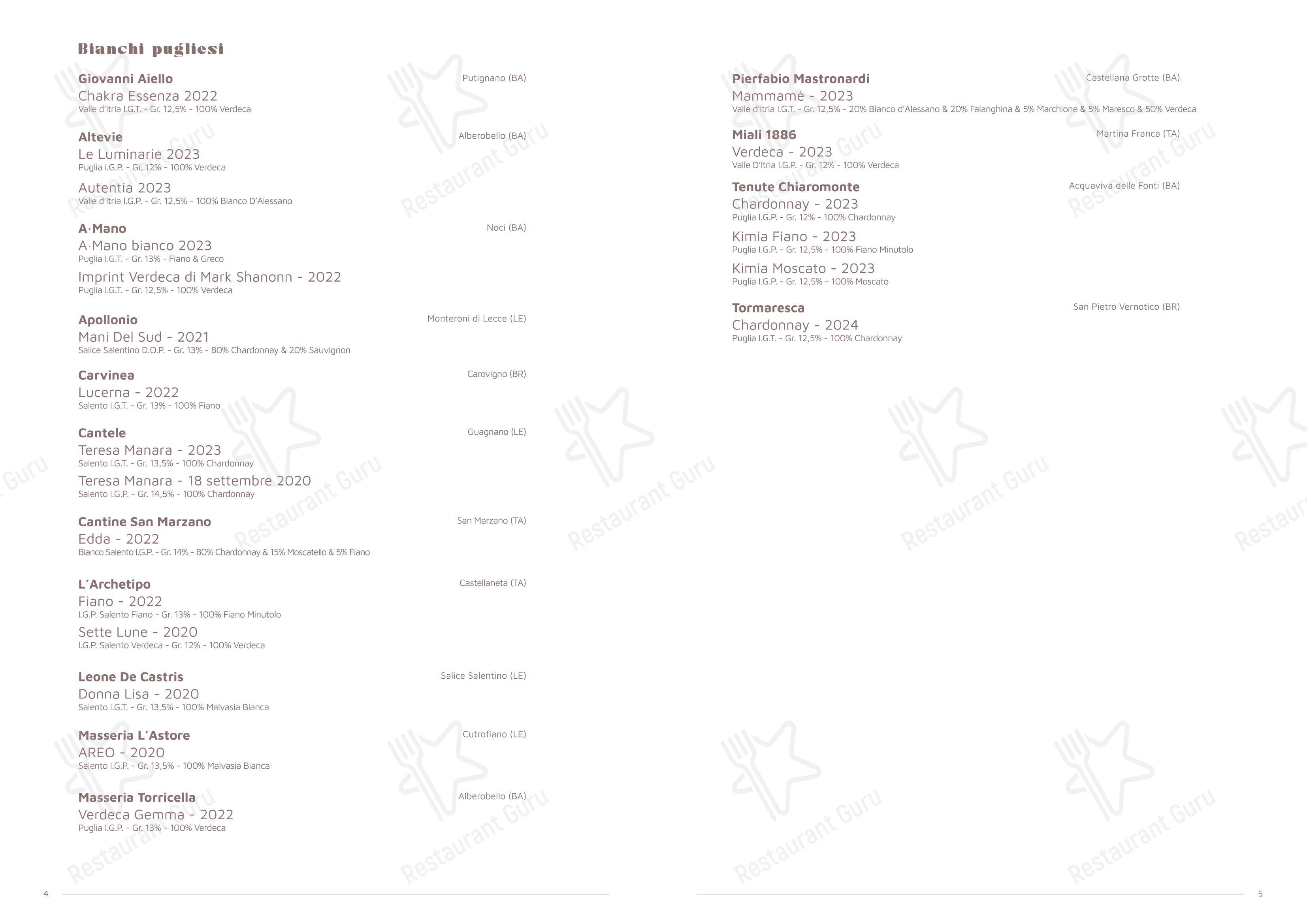 Ночное меню per Dimora Intini - Hotel di charme ristorante