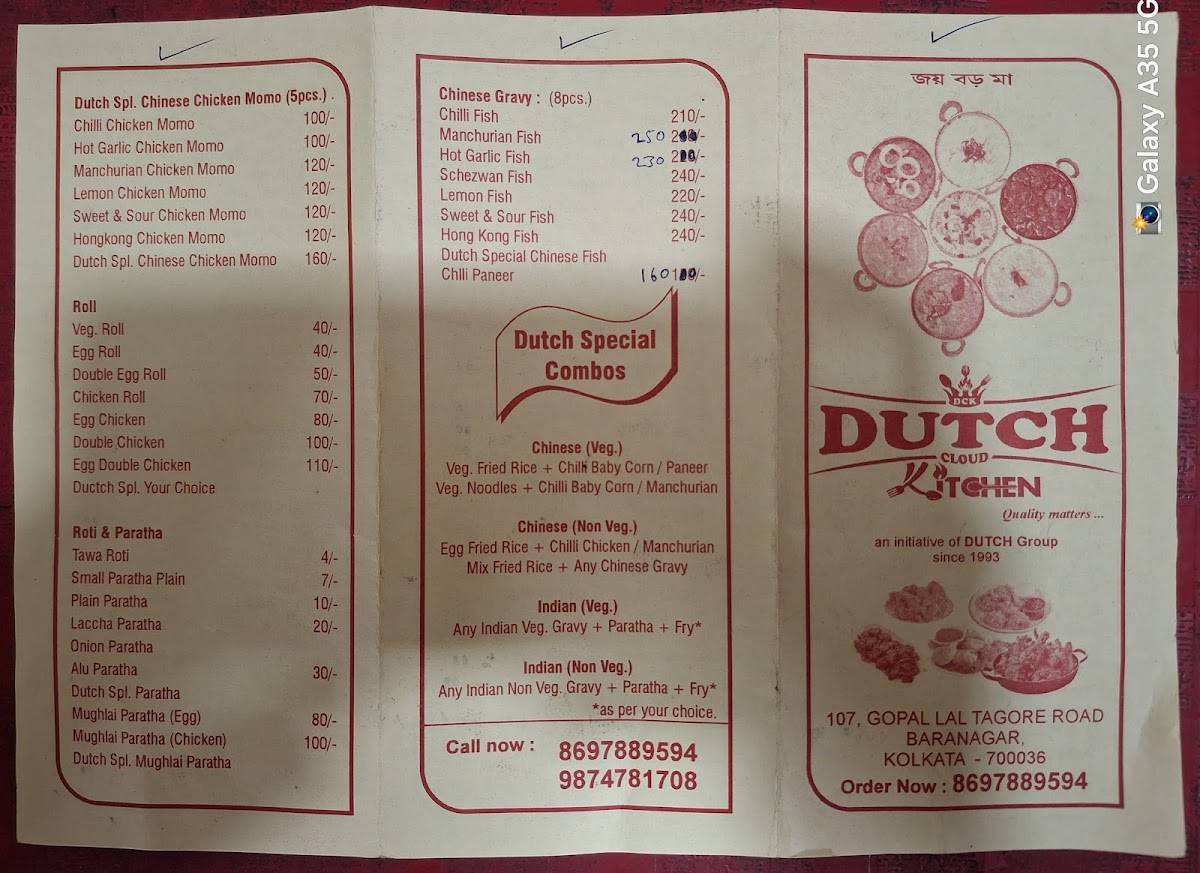 Dutch cloud kitchen menu