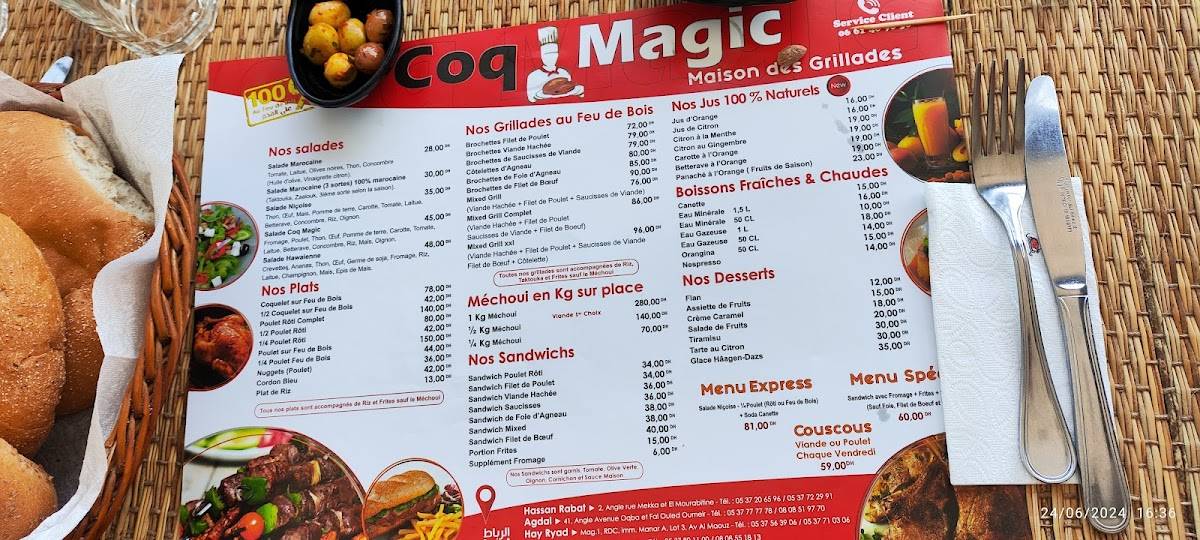 Menu de KFC