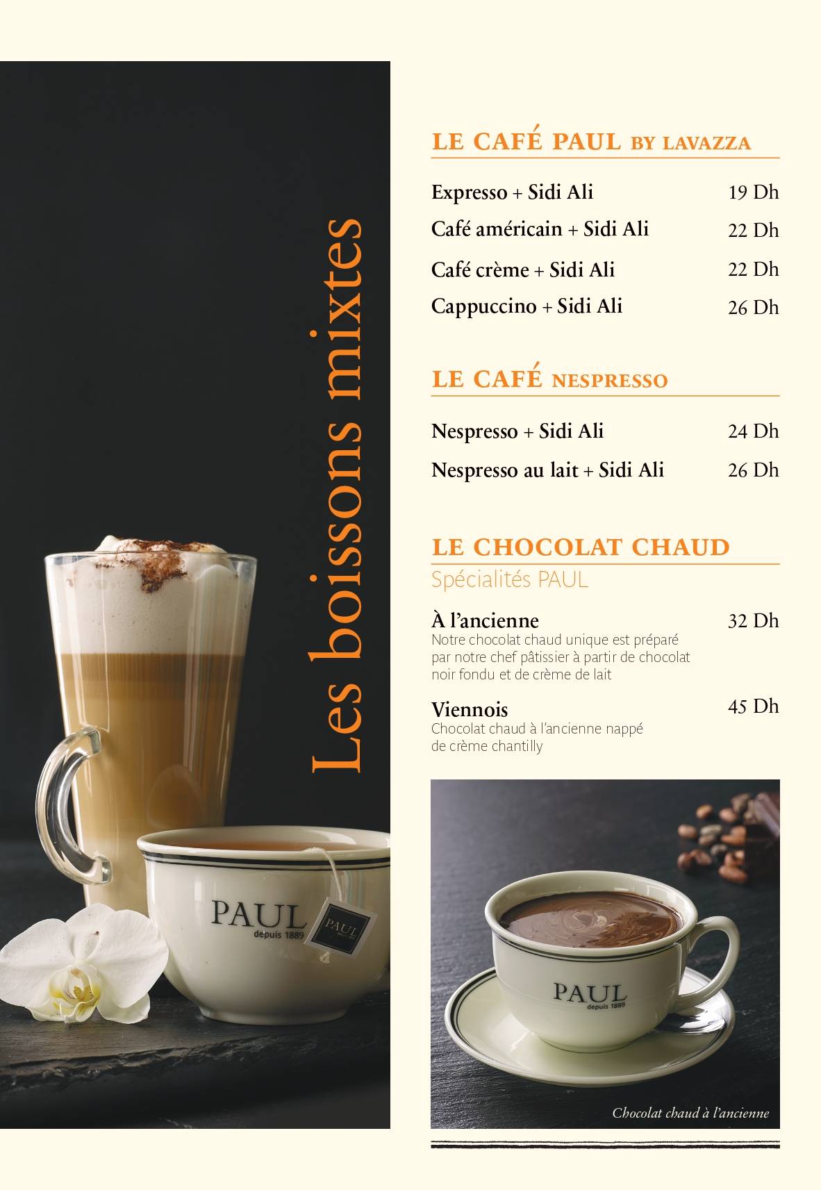 Menu de PAUL