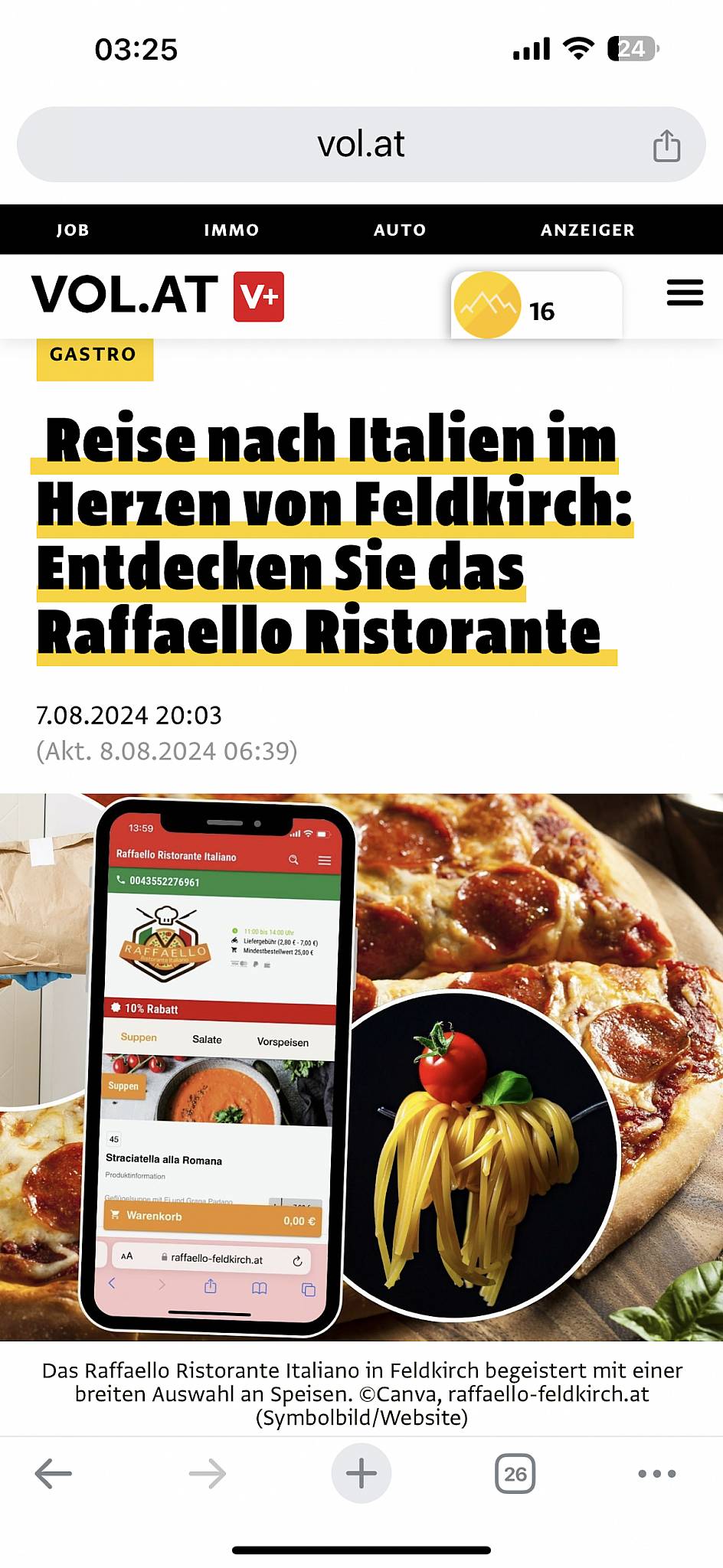 Menu de Pizzeria Ristorante Raffaello