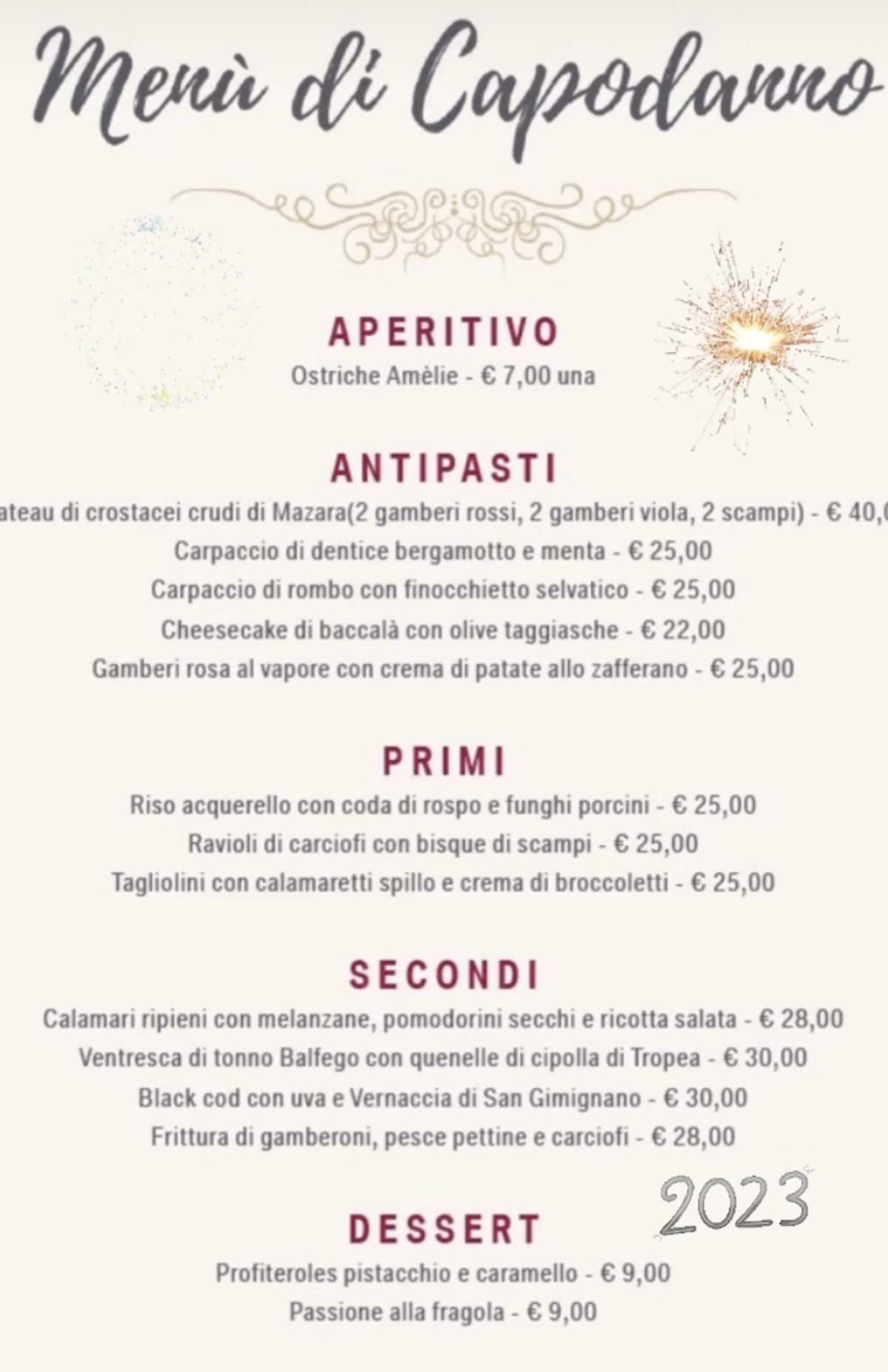 Menu di RIPA 12 RISTORANTE 